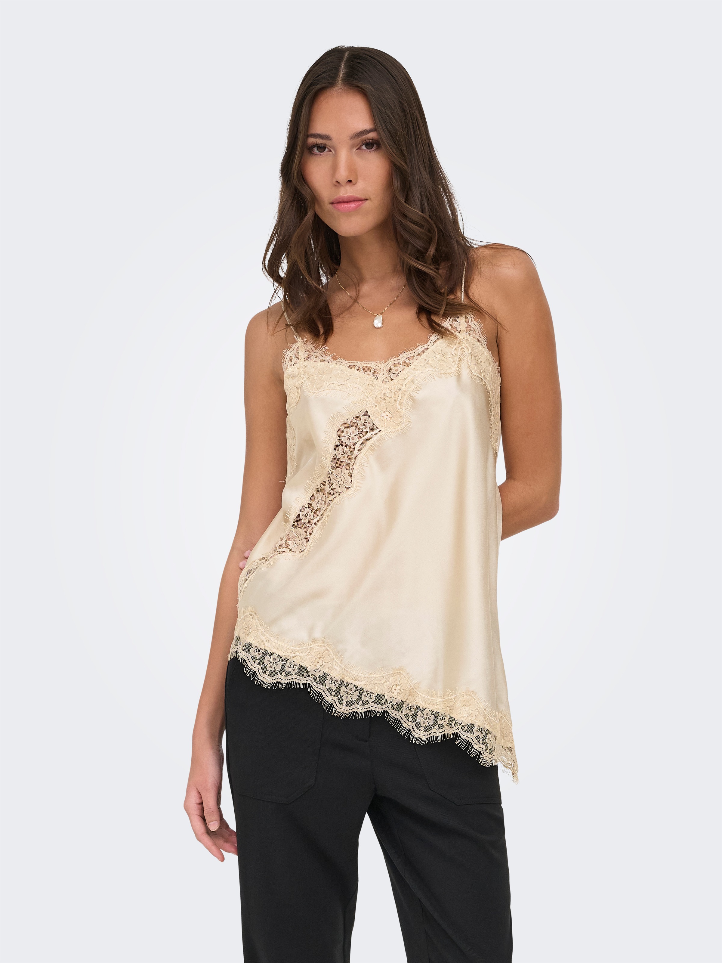 JDY Trägertop »JDYFIFI S/L ASYM LACE SINGLET WVN NOOS« Polyester, regular fit