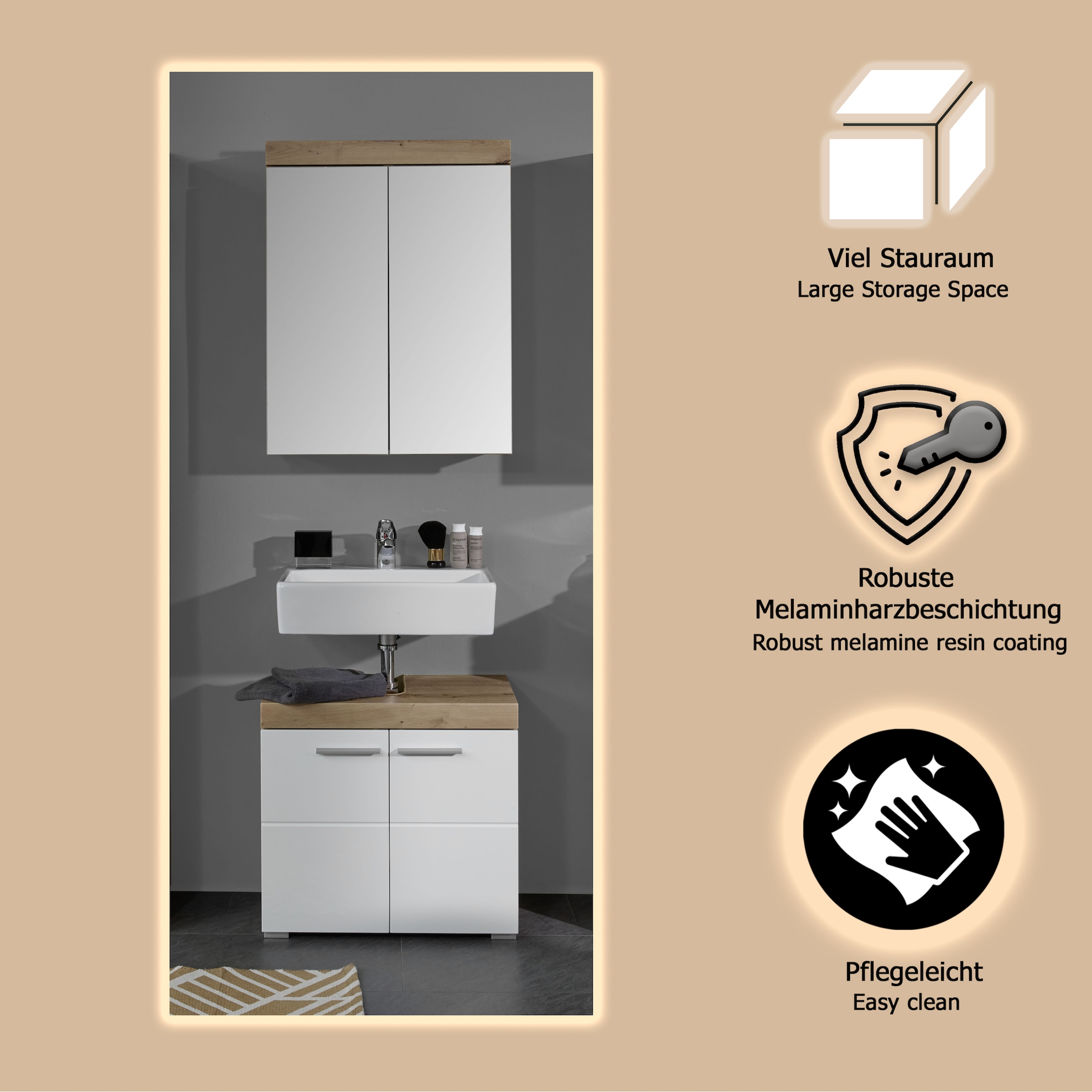 welltime Badmöbel-Set »Avena« Set, 2 Stk. tlg.