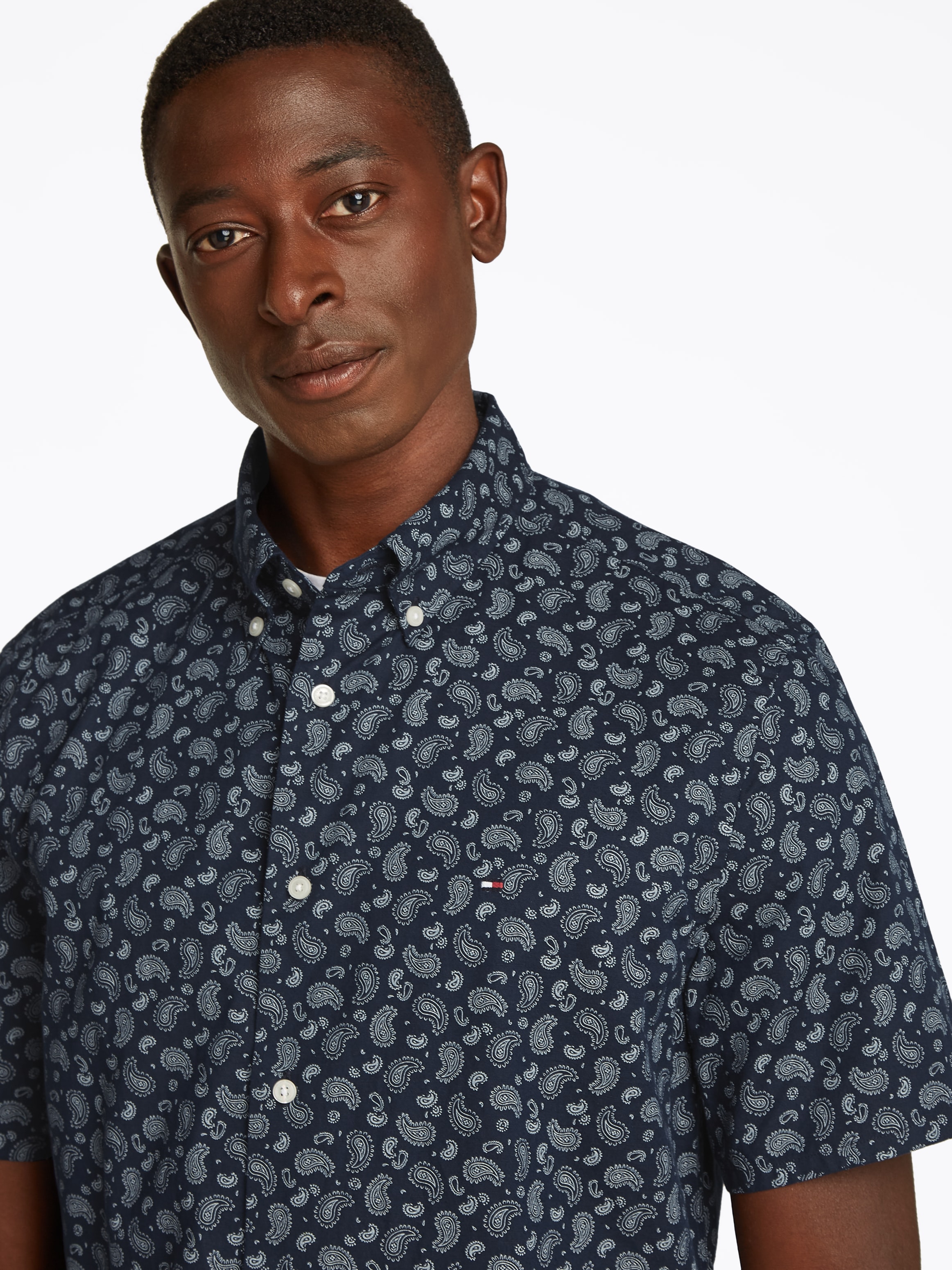 Tommy Hilfiger Kurzarmhemd »COTTON LINEN PAISLEY RF SS SHIRT«