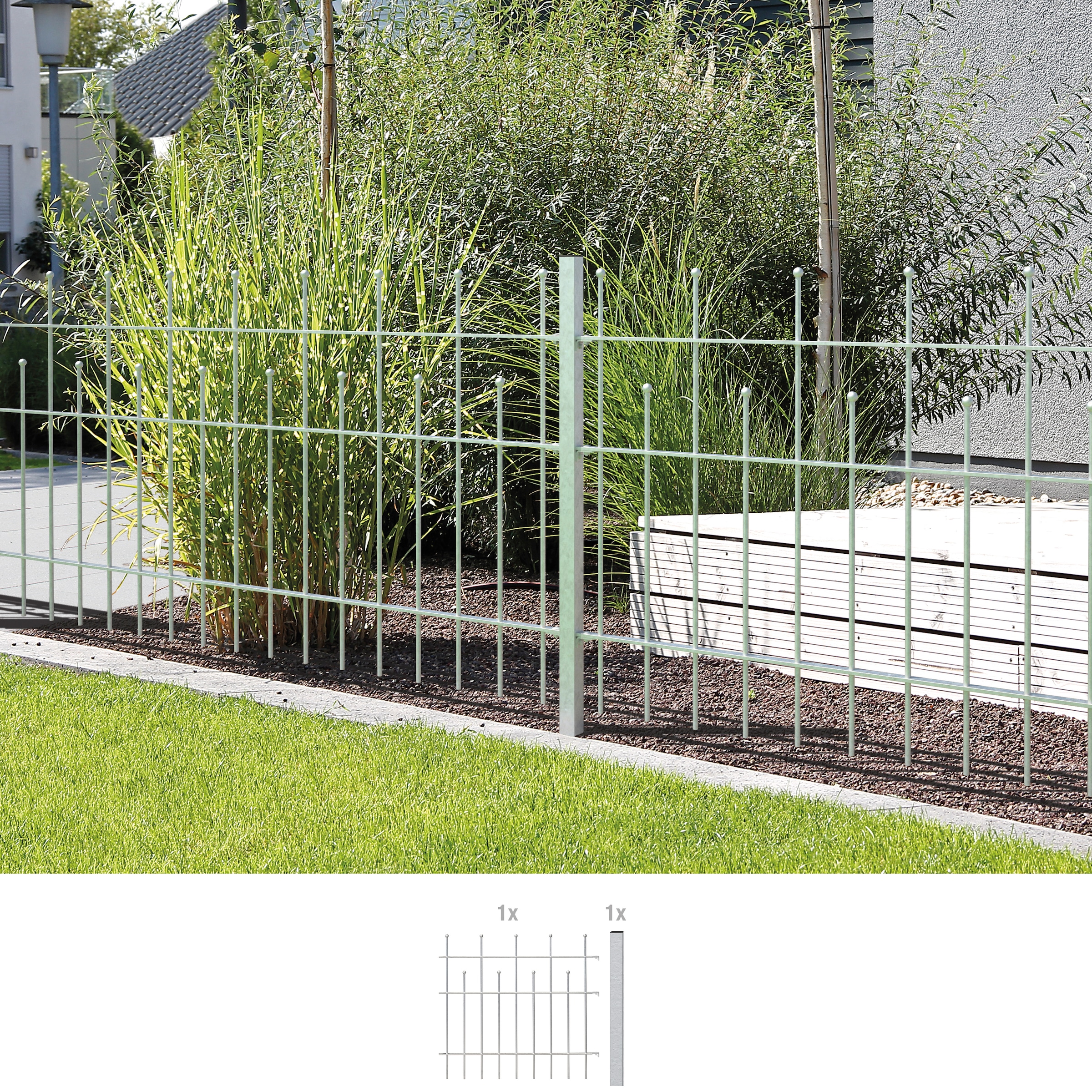 Alberts Metallzaun »Anbauset Madrid«, Höhe: 49,5, 73,5 und 98,5 cm, Breite: 200 cm, zum Aufschrauben