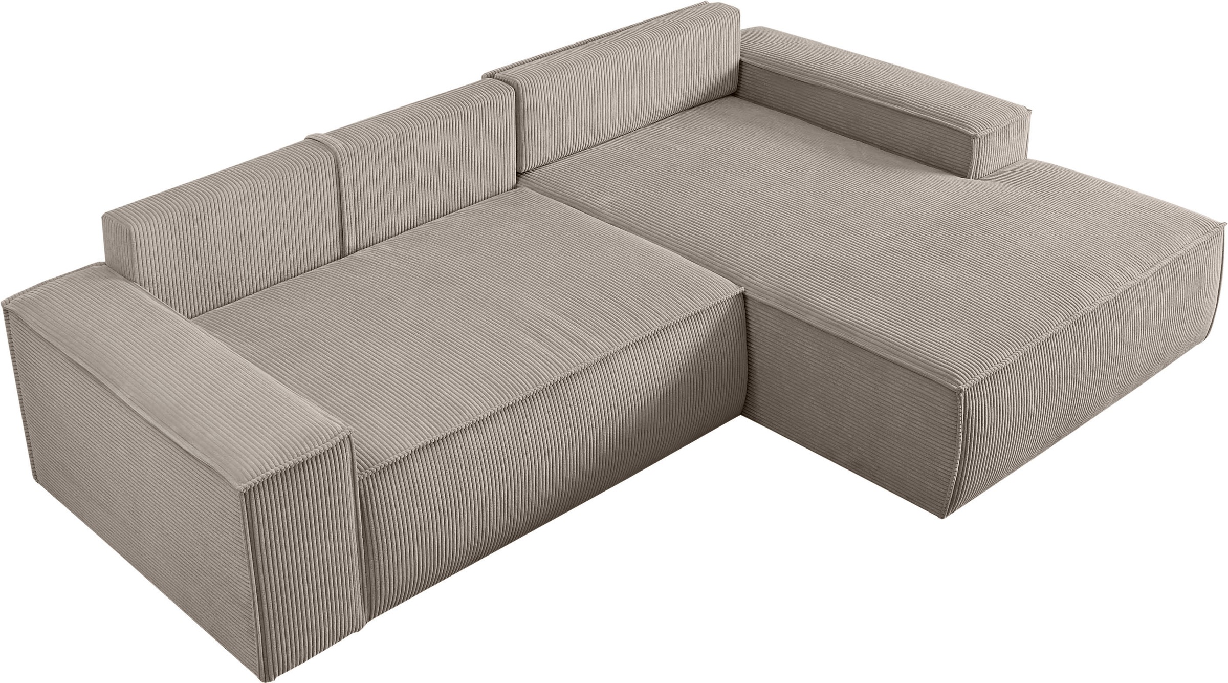 Home affaire Ecksofa »SHERWOOD Schlafsofa 267 cm, L-Form,«, Schlaffunktion mit Bettkasten (210x136 cm), Cord, Vintage, Samtvelours