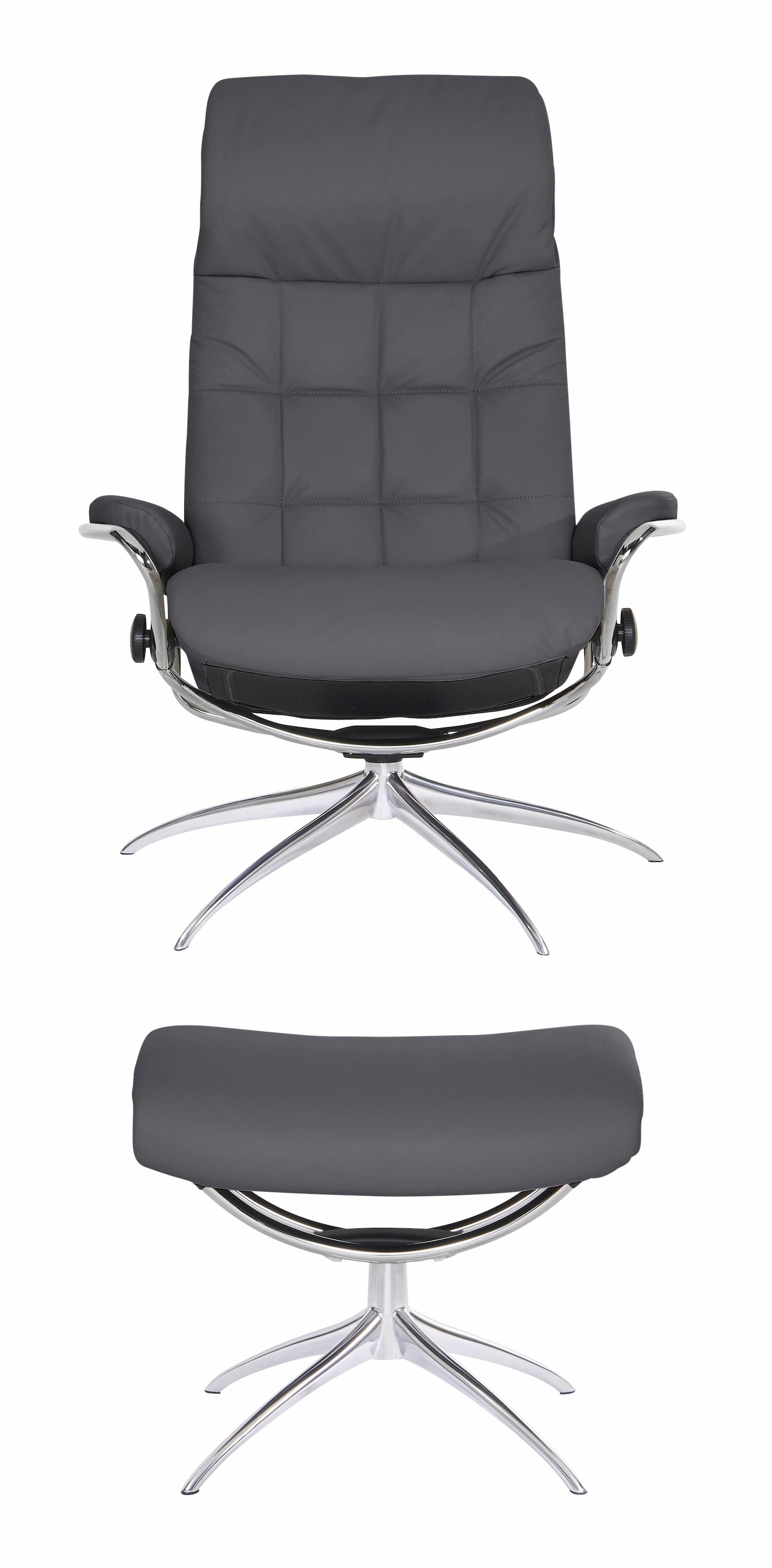 Stressless® Relaxsessel »London« Set, Relaxsessel mit Hocker,  mit Hocker, High Back, mit Star Base, Gestell Chrom