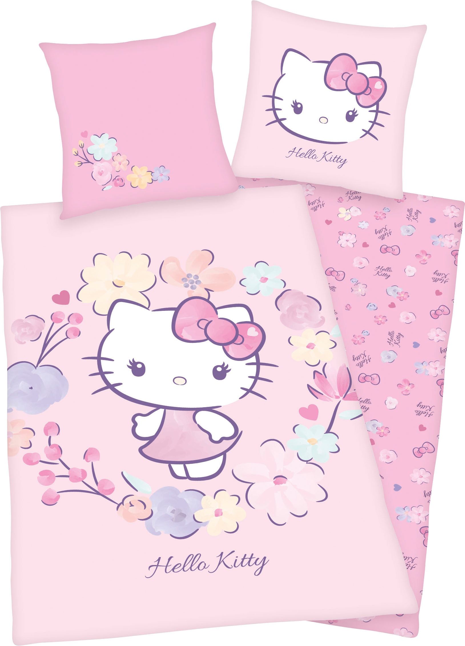 Hello Kitty Kinderbettwäsche »Hello Kitty«, (2 tlg.), mit niedlichem Hello Kitty Motiv