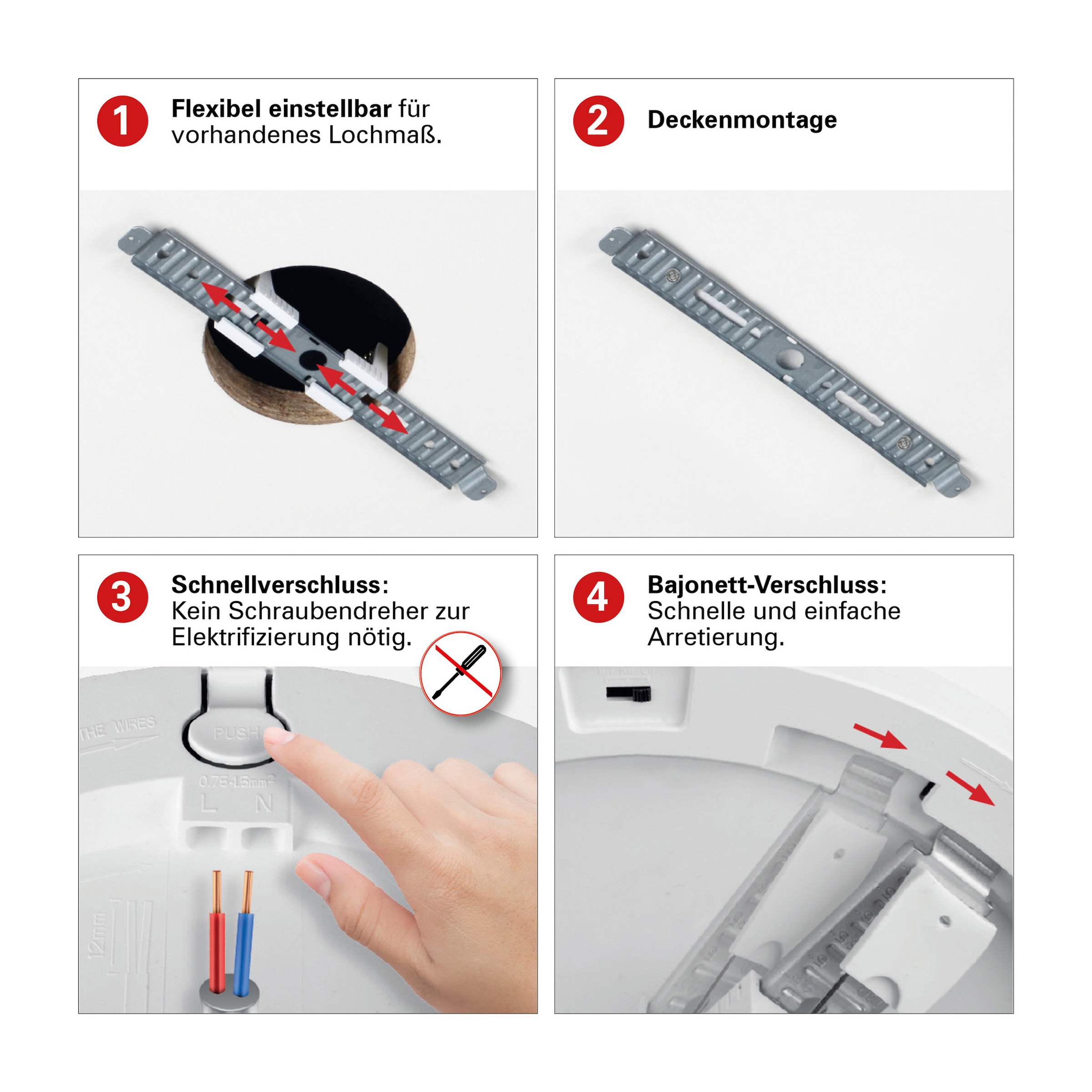 näve LED Deckenleuchte »Bonus« LED-Modul 1 Stk. warmweiß - kaltweiß rund, D: 17cm, weiß, CCT per Gerätschalter, flexible Installation
