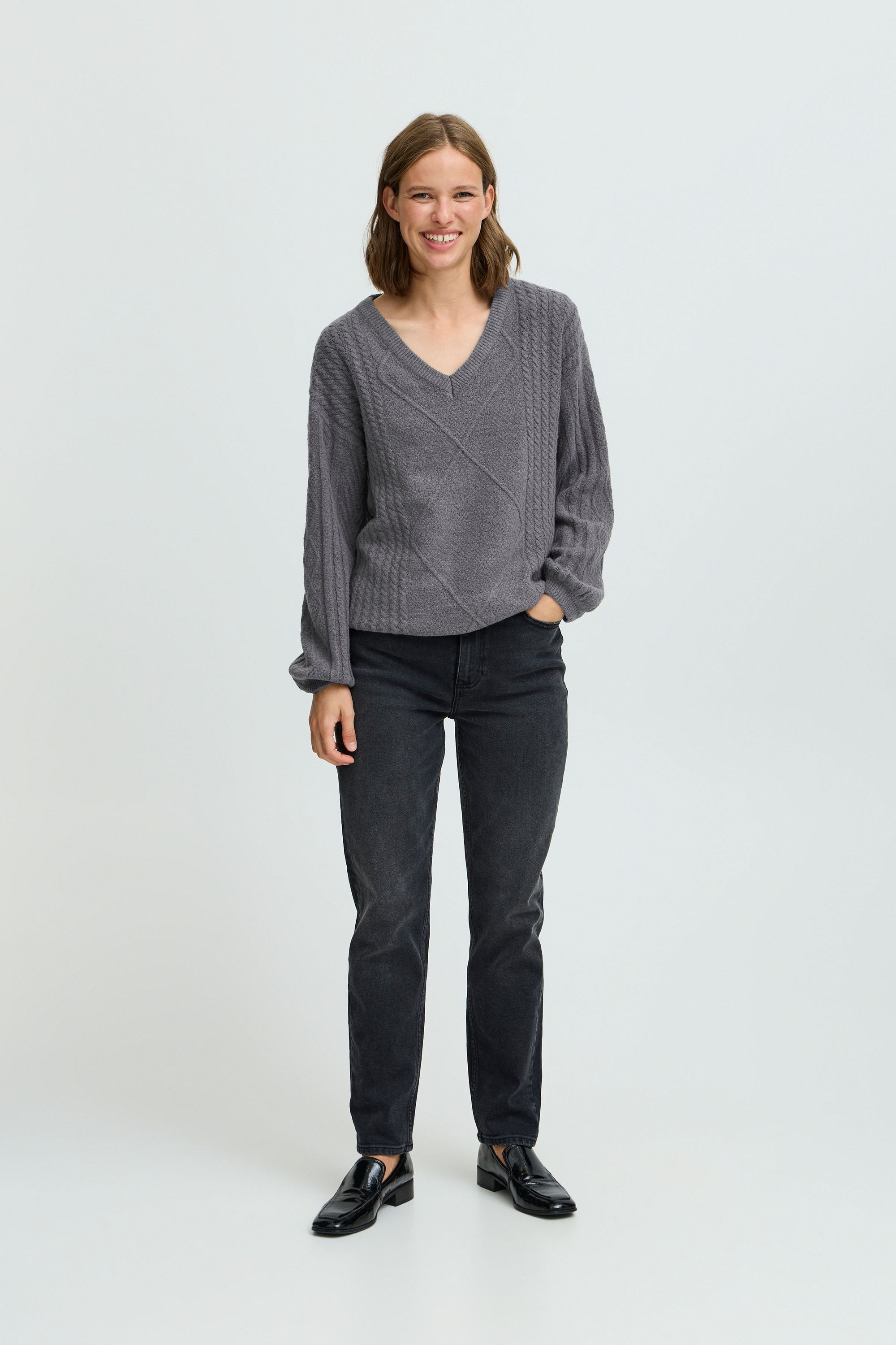 b.young Strickfleece-Pullover »Strickpullover BYMEDI VNECK JUMPER -«