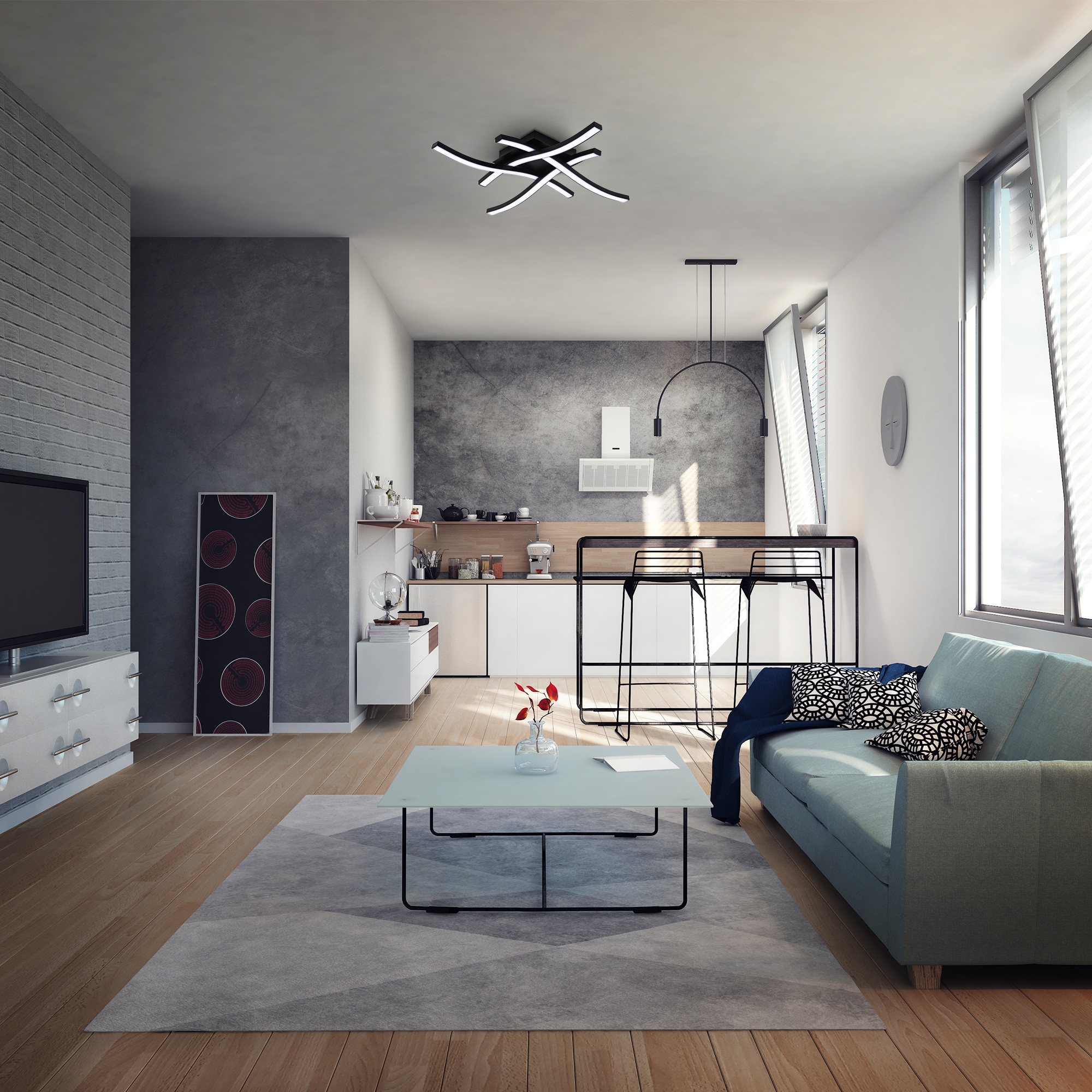 B.K.Licht LED Deckenleuchte »BKL1431 LED Deckenlampe, Wohnzimmerlampe, Deckenstrahler« LED-Modul 1 Stk. Neutralweiß 4.000K, 2.200Lm, 20 Watt, IP20  42,5x42,5x7 cm, Schwarz