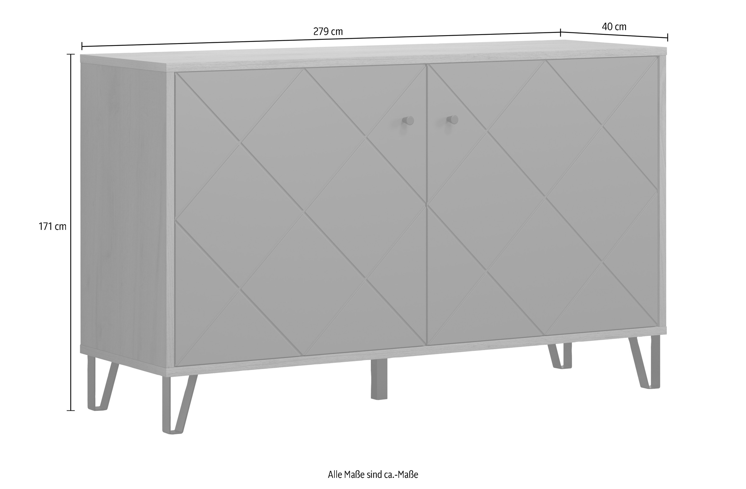 Places of Style Sideboard »Molveno«, (1 St.), außergewöhnliches Design mit strukturierten Fronten, Soft-Close