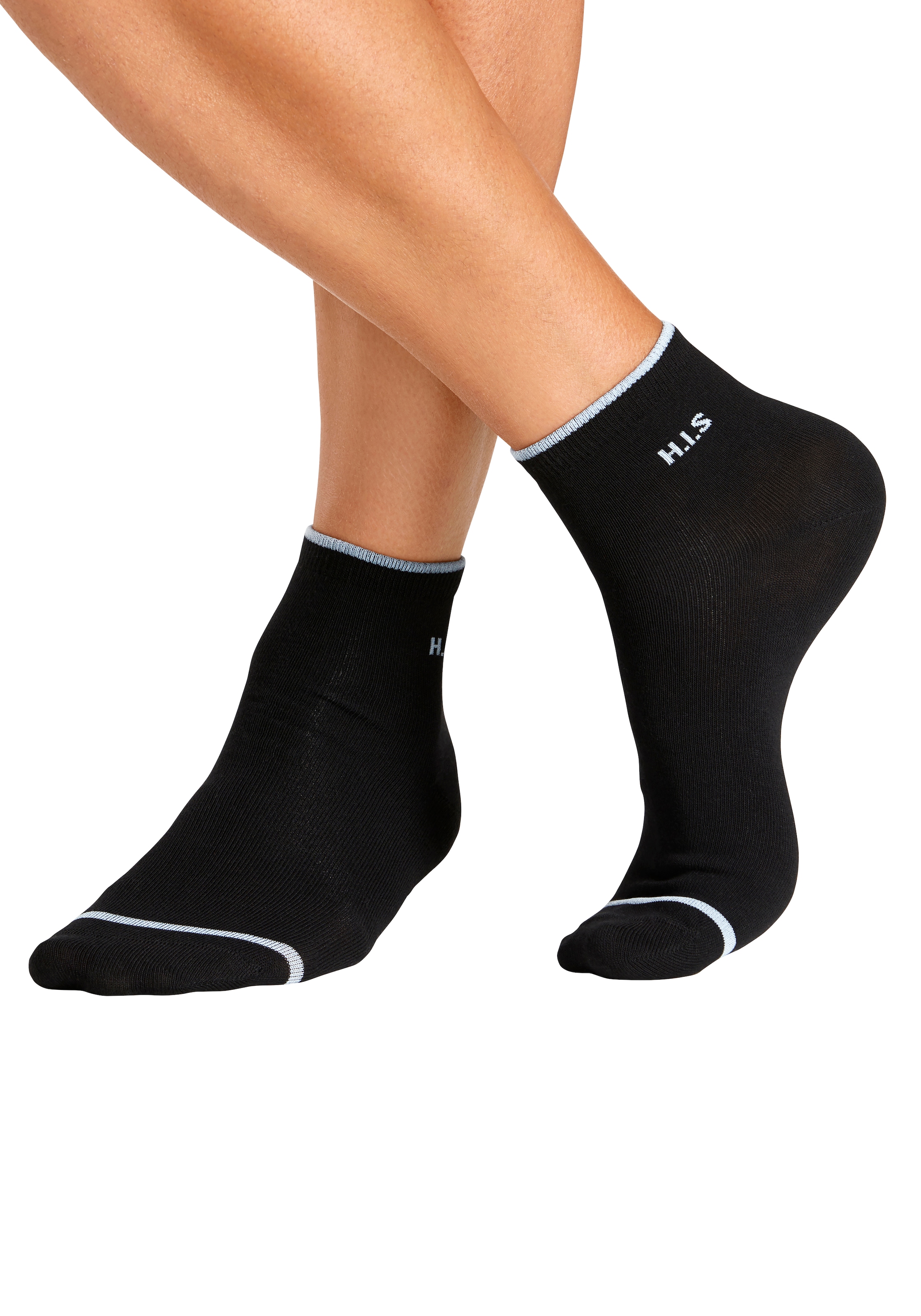 H.I.S Kurzsocken, (Packung, 7 Paar), mit farbigen Bündchen