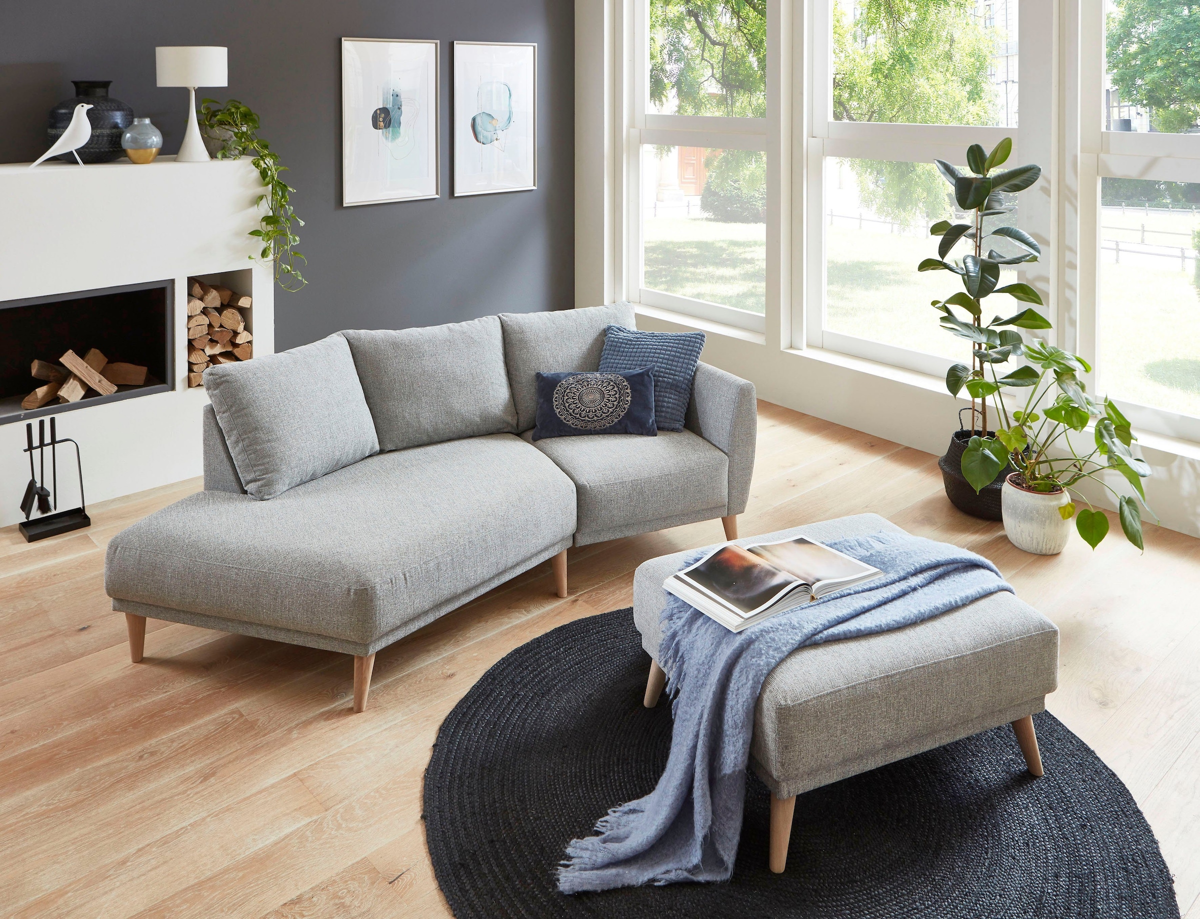ATLANTIC home collection 2,5-Sitzer »Elvis«, Polsterecke mit offenem Ende im skandinavischen Stil, Massivholzfüße
