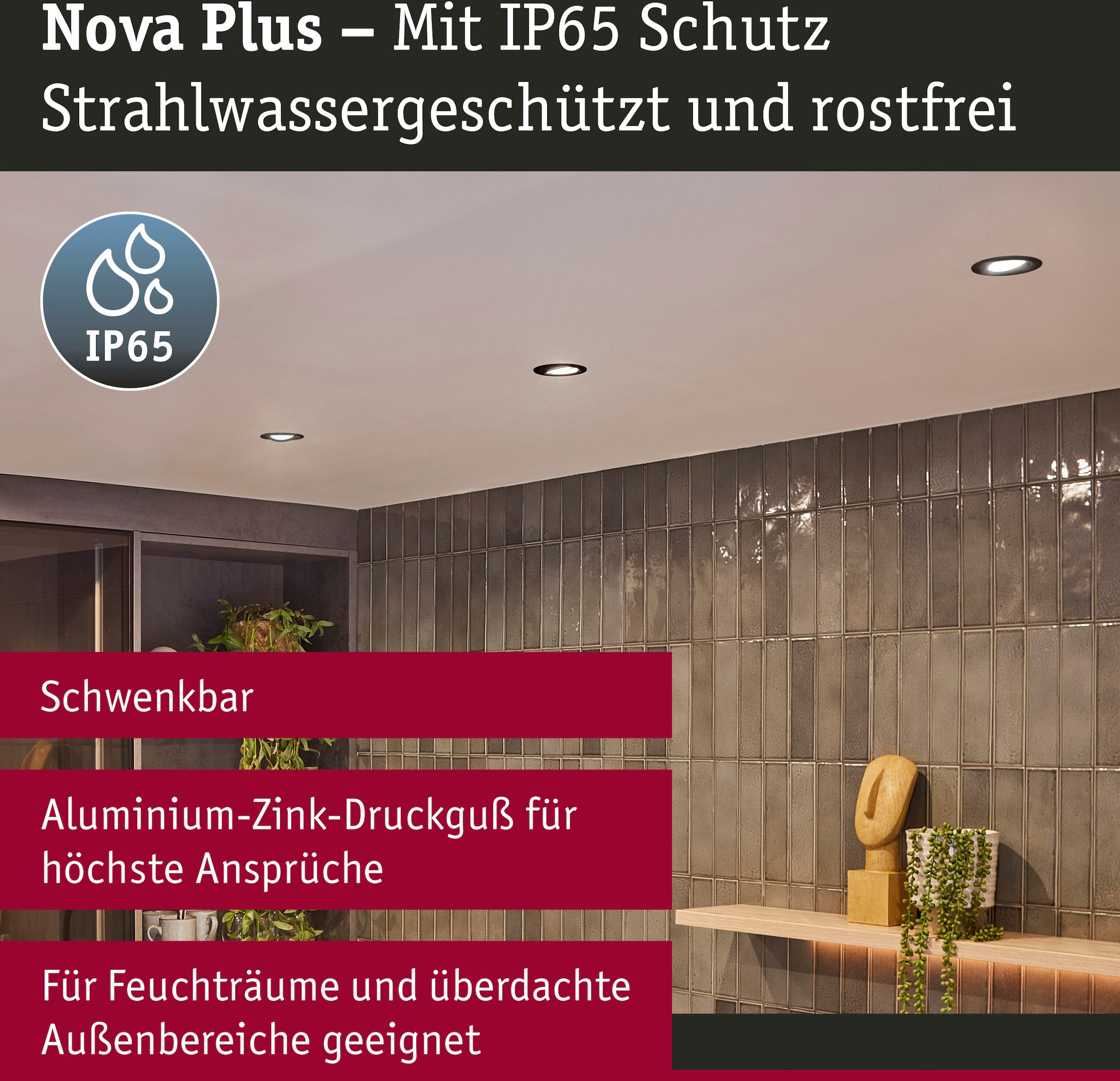 Paulmann LED Einbauleuchte »Nova Plus 1x6W 470lm 2700K Schwarz matt/Alu«, 1 flammig