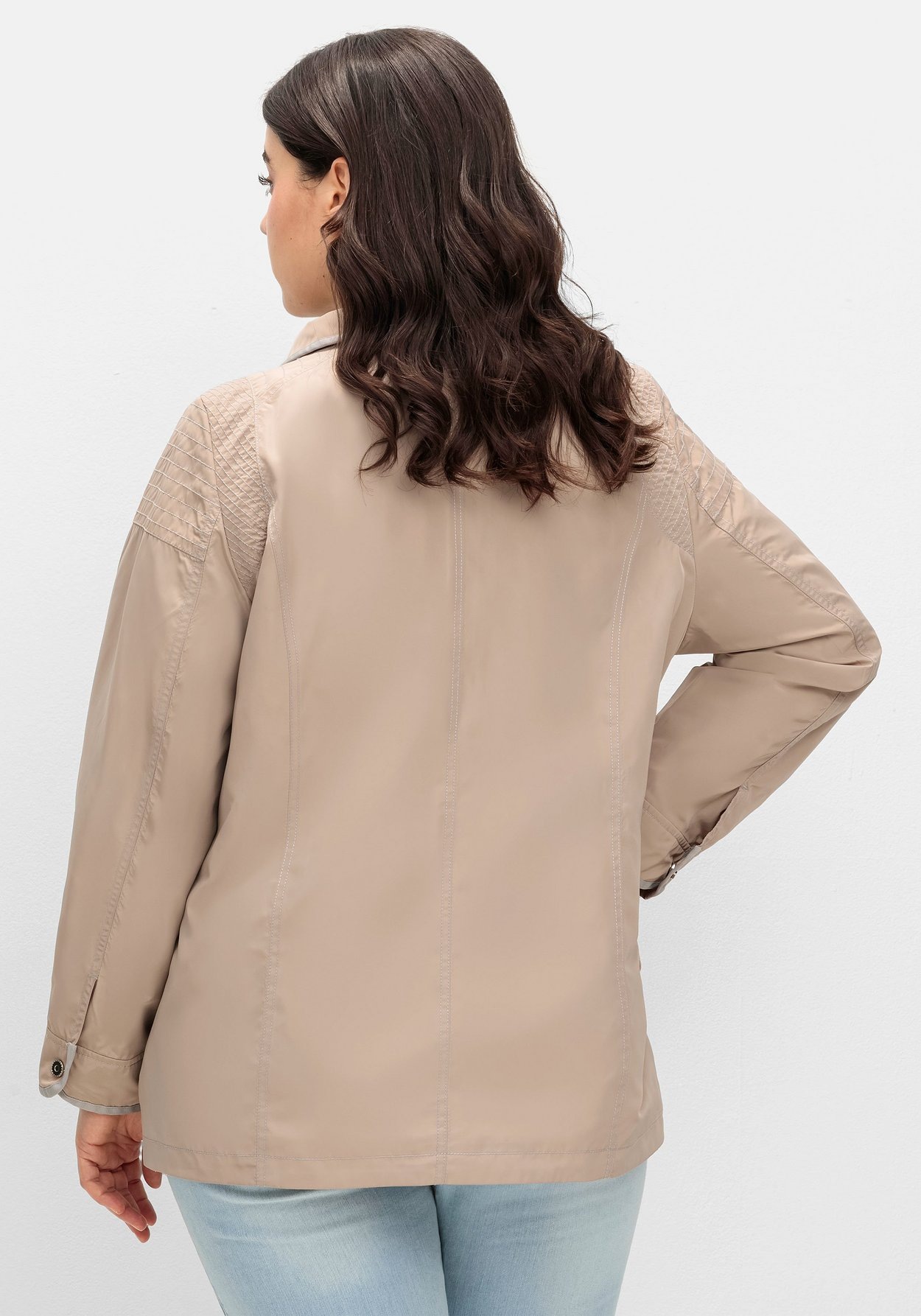 Sheego Parka »Jacke mit silberfarbenen Kontrastdetails«