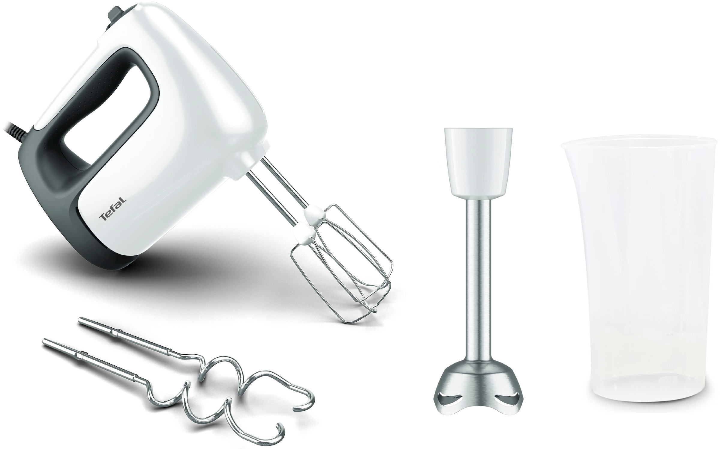 Tefal Handmixer »HT4621 Prep'Mix+«, 500 W, Turbo-Funktion, 2 Rührbesen, 2  Knethaken, Pürierstab-Aufsatz mit 3 Jahren XXL Garantie