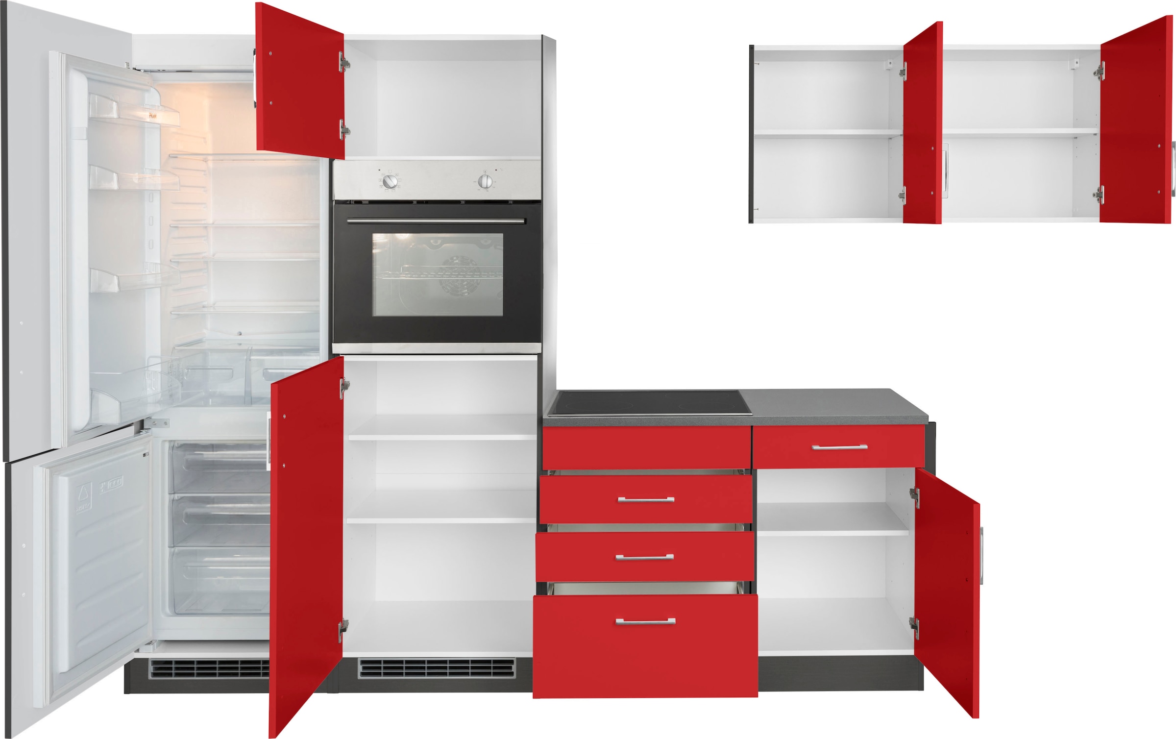 KOCHSTATION Küchenzeile »KS-Paris – Küchen mit einzigartigen Fotomotiven auf den Fronten« ohne E-Geräte, Stellbreite 290/220 cm