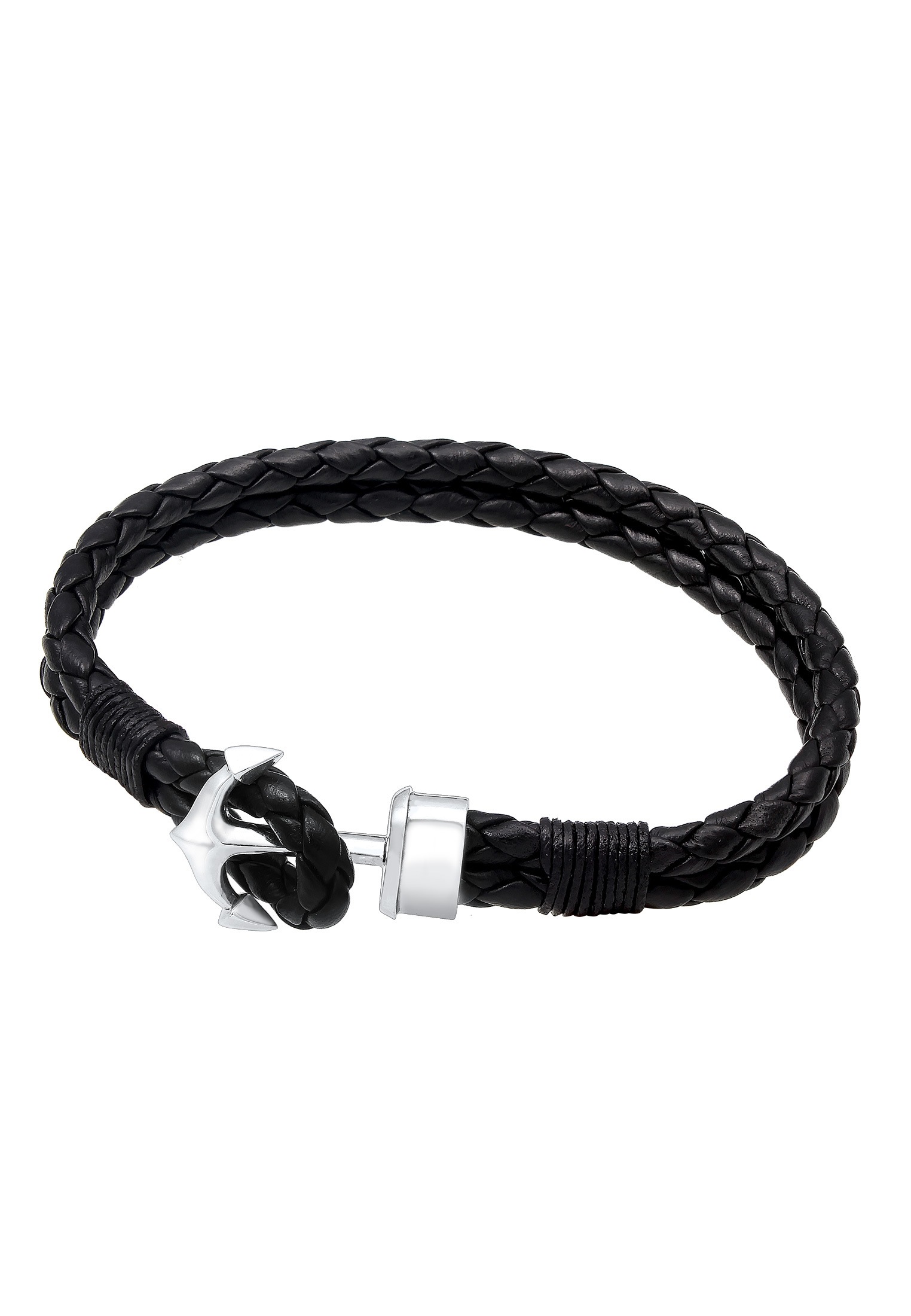 Kuzzoi Lederarmband »Armband Lederarmband mit Anker 925 Sterling Silber«