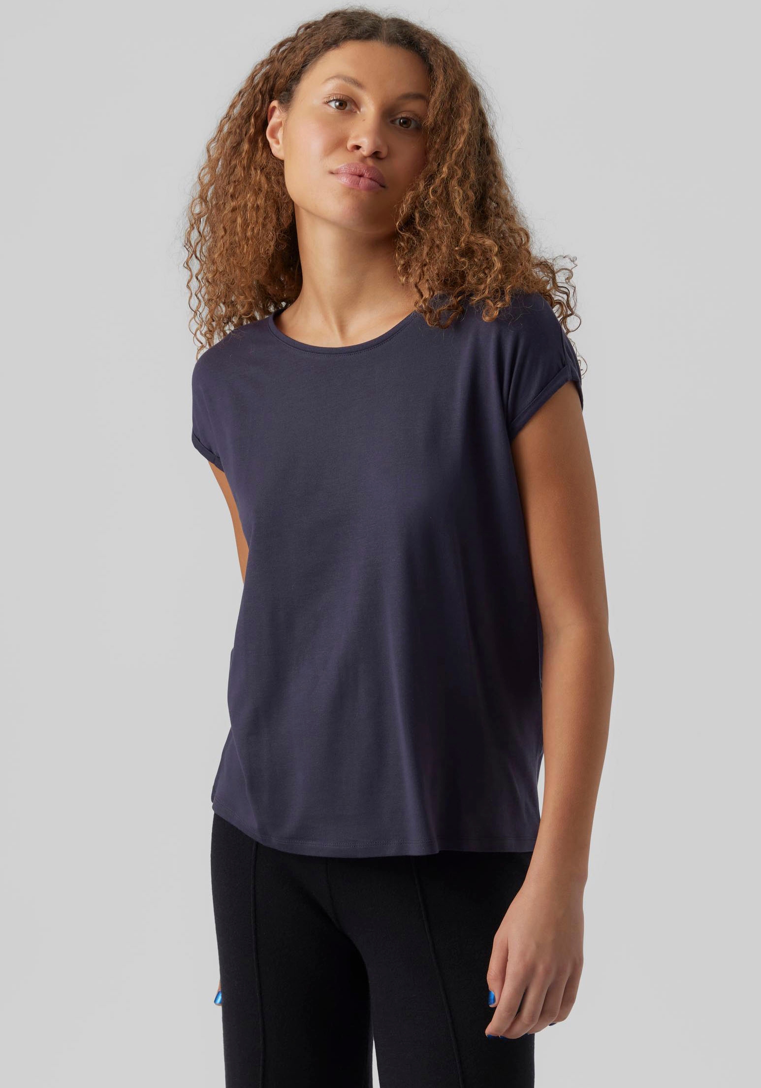 Vero Moda Rundhalsshirt »VMAVA PLAIN SS TOP GAJRS NOOS«