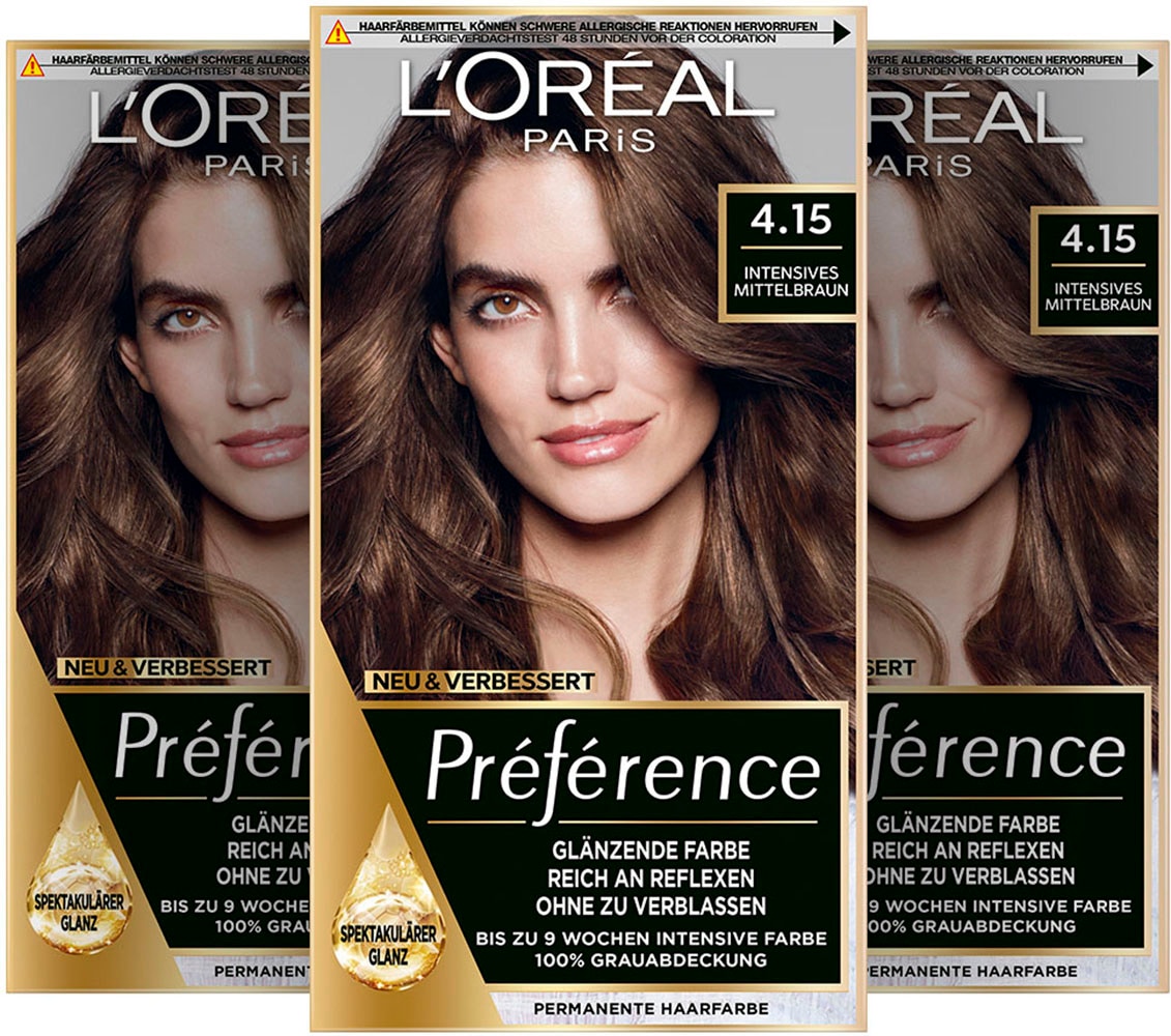 L'ORÉAL PARIS Coloration »Préférence«, (Packung, 3 tlg.), mit pflegender Formel