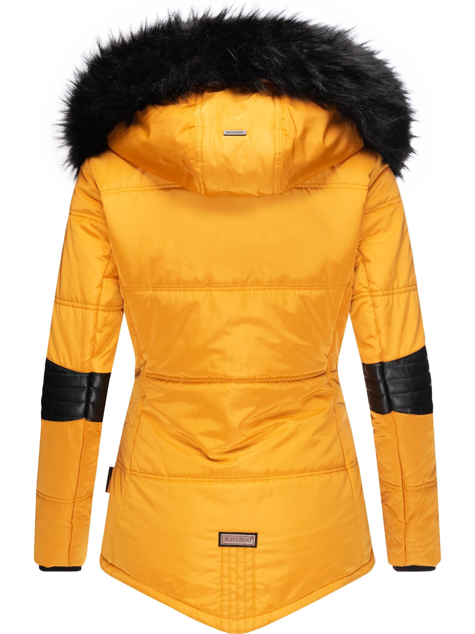 Navahoo Winterjacke »Winterjacke Nirvana«, mit Kapuze, edle Steppjacke m. schwarzem Kunstpelzkragen