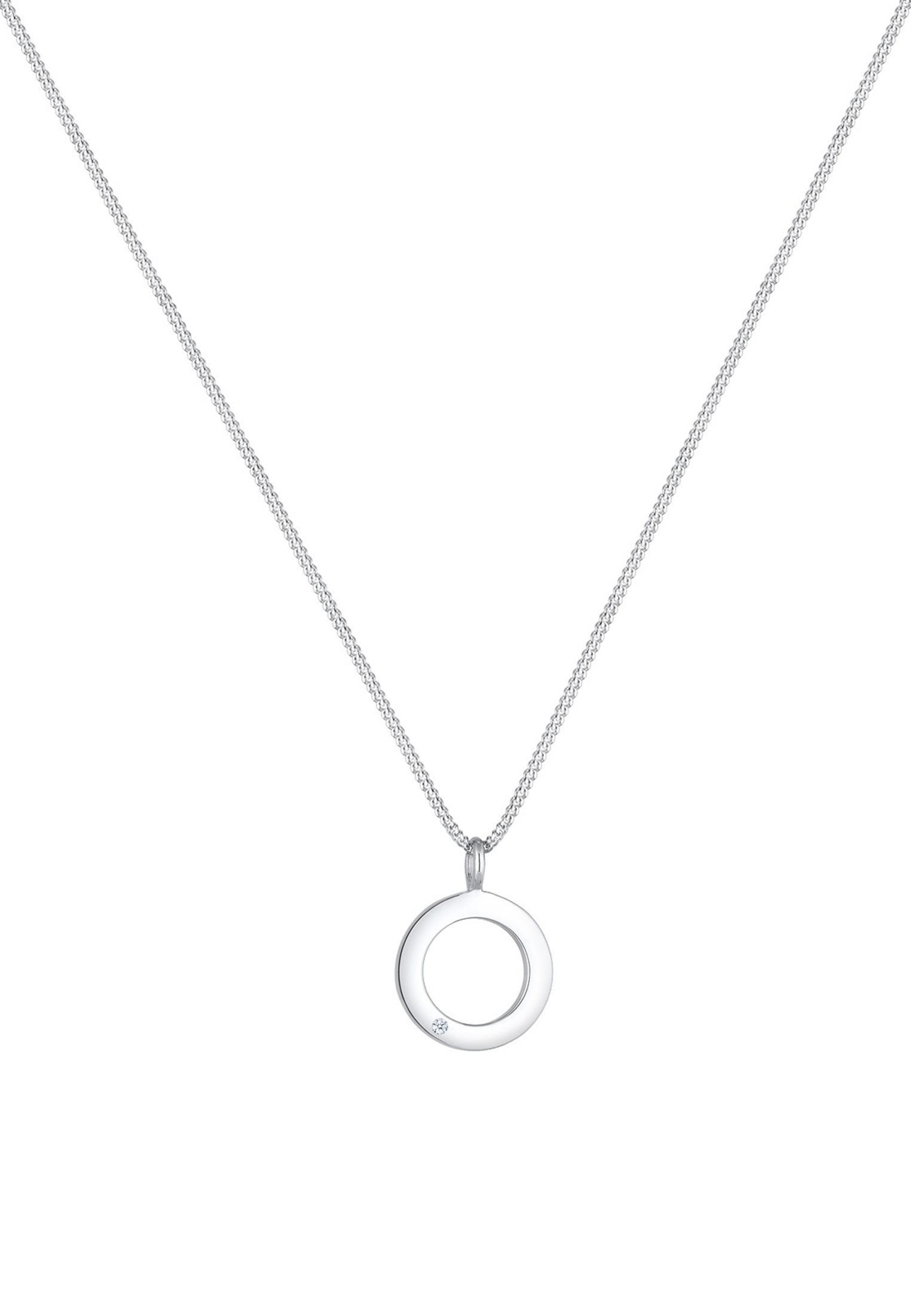 Elli DIAMONDS Silberkette »Halskette Kreis Diamant Weiß Brillantschliff (0.015ct) 925 Sterling Silber«
