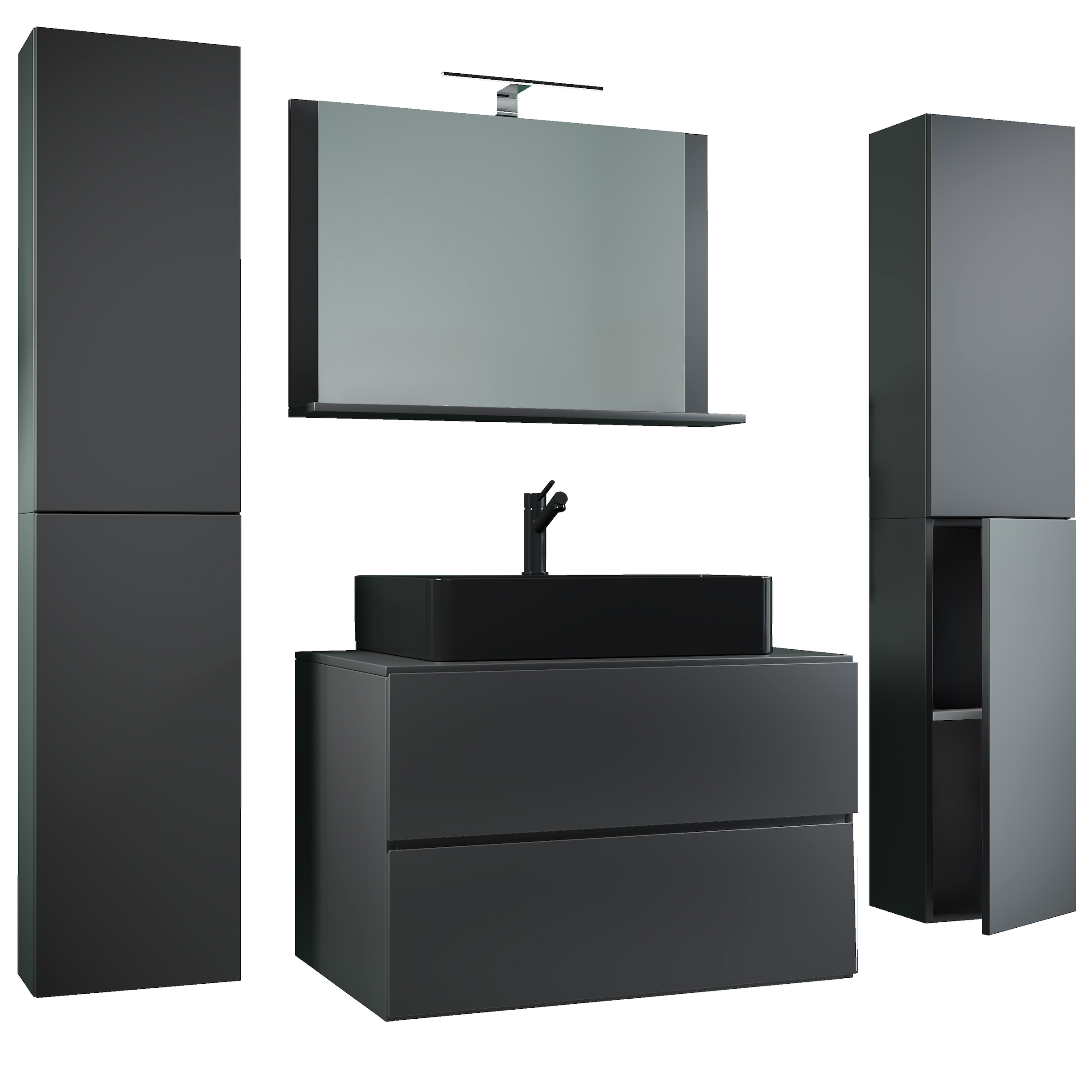 VCM Waschtisch »5-tlg Waschtisch Badmöbel 80cm Lendas XL Schublade« 5 Stk. tlg.
