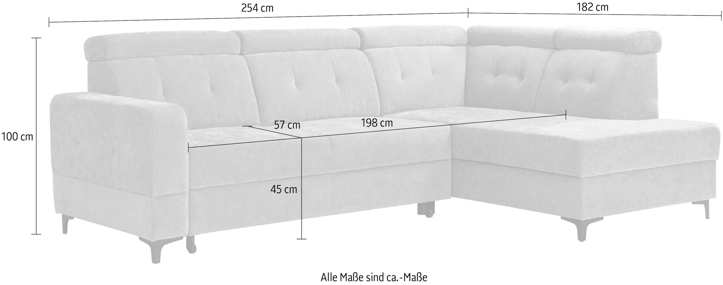 exxpo - sofa fashion Ecksofa »Monte, Kopfteile verstellbar, optional mit Bettfunktion & Bettkasten«