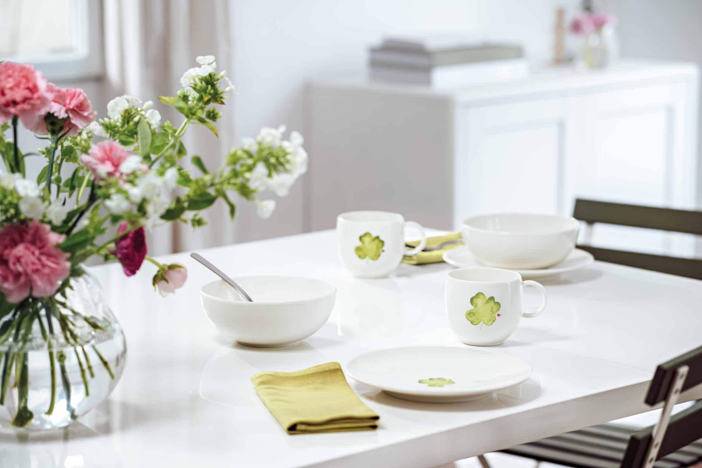 Villeroy & Boch Frühstücksteller »Frühstücksteller Good Luck With Love ø 21,2 cm weiß-grün«