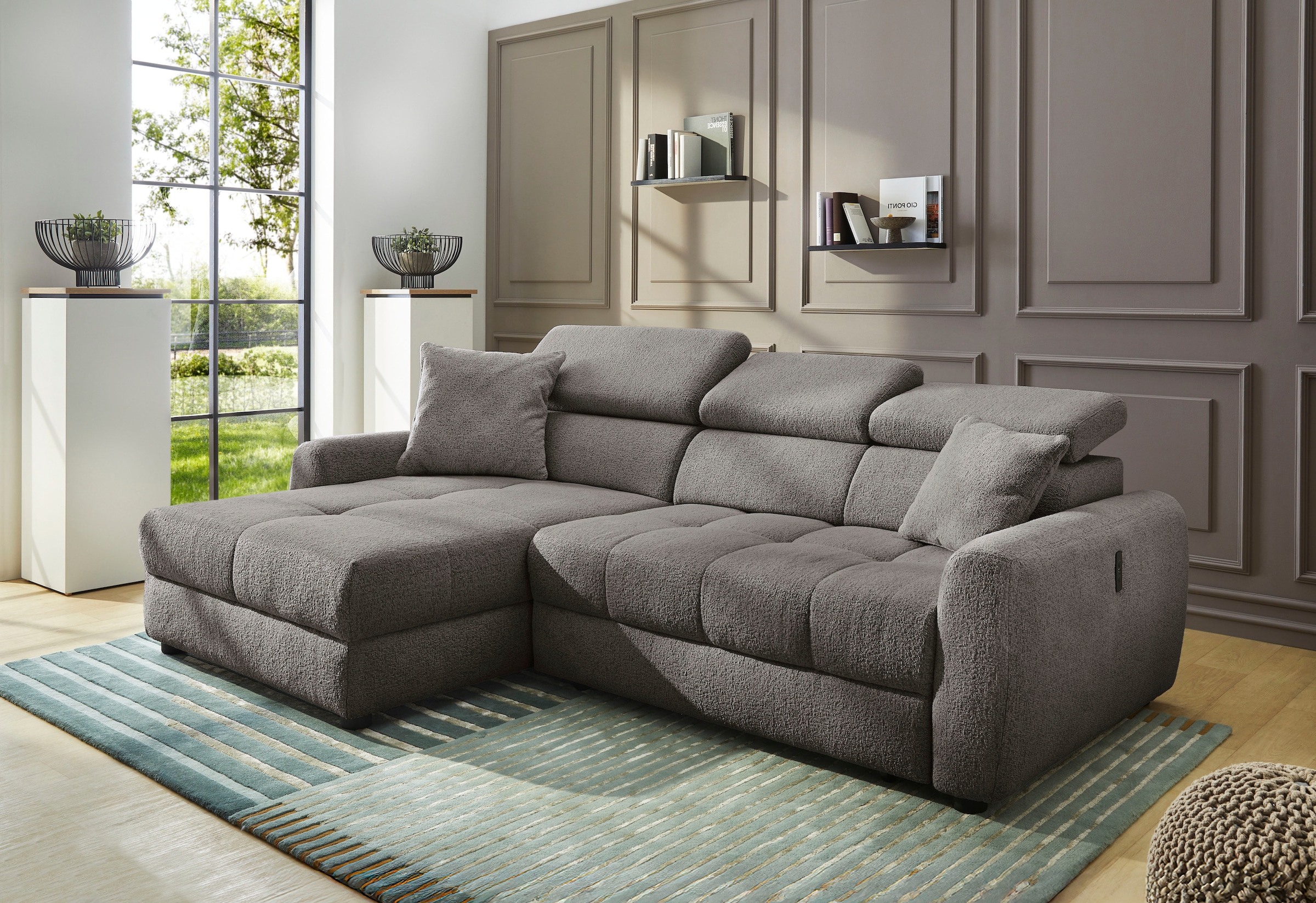Jockenhöfer Gruppe Ecksofa »Move, L-Form, B: 270cm, mit 60 cm elektrischer Sitztiefenverstellung« 140kg Belastbarkeit je Sitz, Kopfteilverstellung & USB-Anschluss