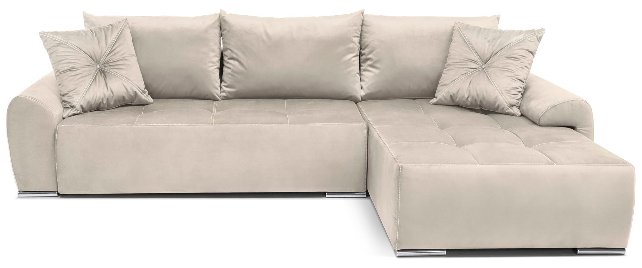 COLLECTION AB Ecksofa »30 Jahre Jubiläums-Modell Bilbao L-Form«, inkl. Bettfunktion und Bettkasten, Zierkissen mit Strassstein