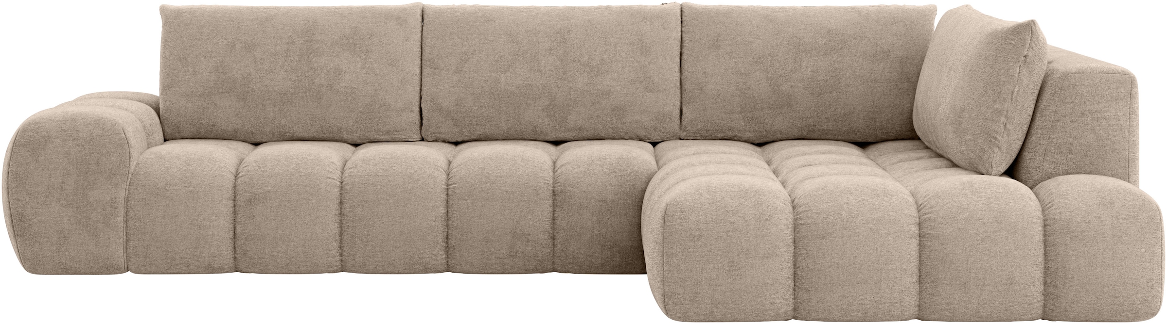 INOSIGN Ecksofa »AZITA Designsofa, elegant und bequem L-Form, Bubble-Optik« lose Rückenkissen, traumhafte Steppung, Maße B/T/H: 352/210/72 cm