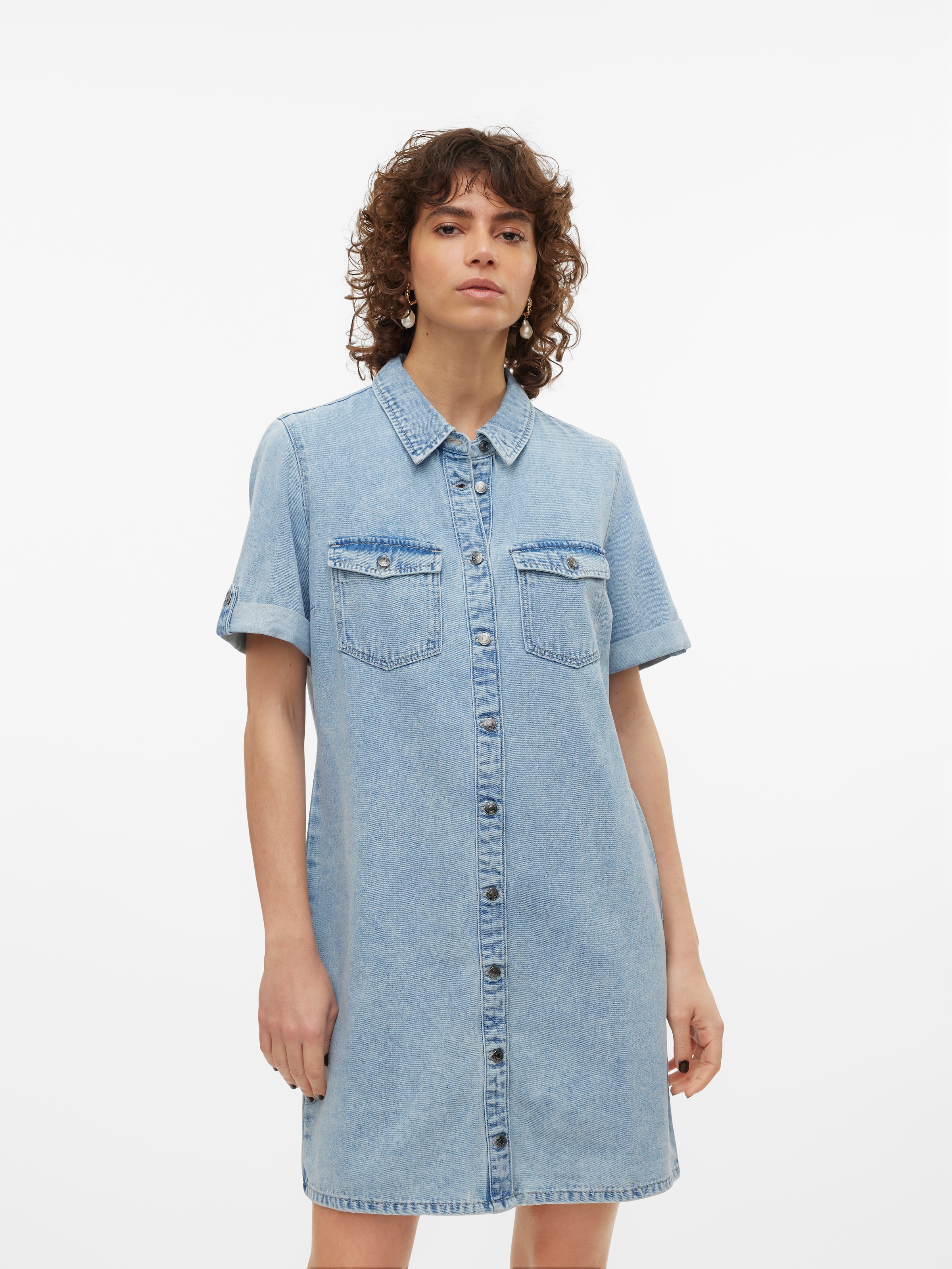 Veromoda Jennie Short Dress - Light Blue Denim - XS