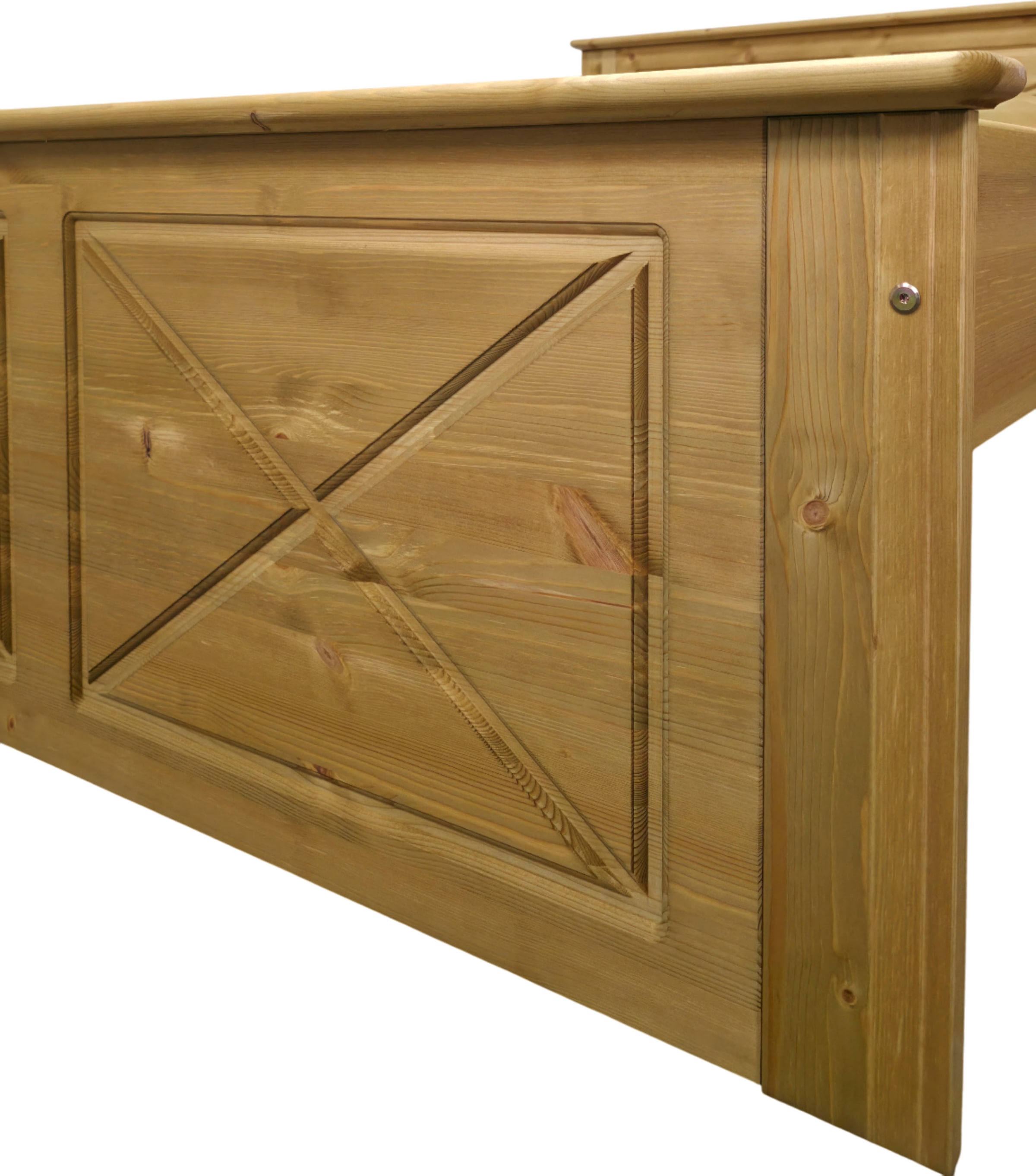 OTTO home Massivholzbett »Hugo, FSC® zertifiziertes Massivholz, optionaler Stauraum/ Bettkästen« B/T/H: 153/208/84 cm, Liegefläche  140x200,  aus massiver Kiefer, Landhaustil mit edlen Verzierungen, Made in EU