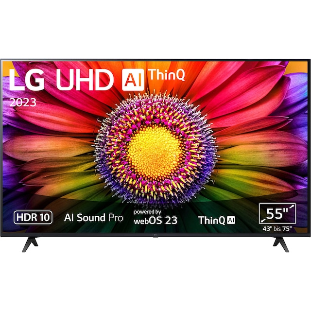 LG LED-Fernseher »55UR80006LJ«, 139 cm/55 Zoll, 4K Ultra HD, Smart-TV, UHD,α5  Gen6 4K AI-Prozessor,HDR10,AI Sound Pro,Filmmaker Mode ➥ 3 Jahre XXL  Garantie | UNIVERSAL