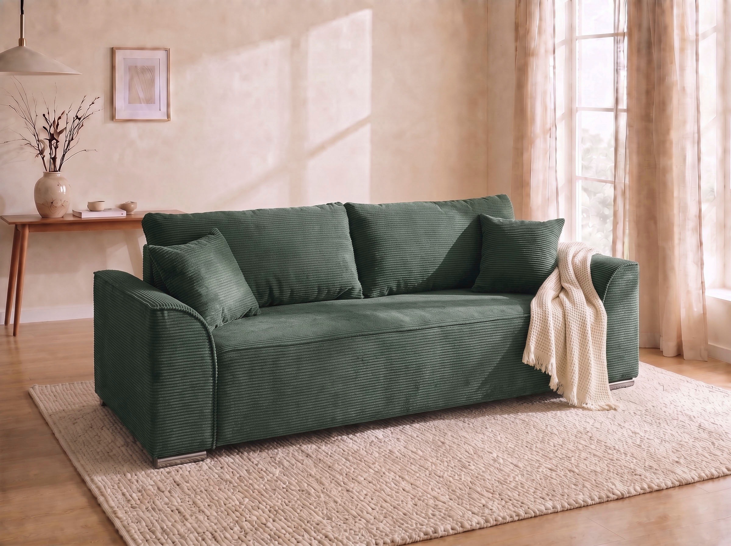 COLLECTION AB "Sara B: 241 cm, Liegefl. 137x195 cm, Bettkasten, optional mit Topper" Schlaffunktion, Couch mit Bonnellfederkern, Gästebettfunktion
