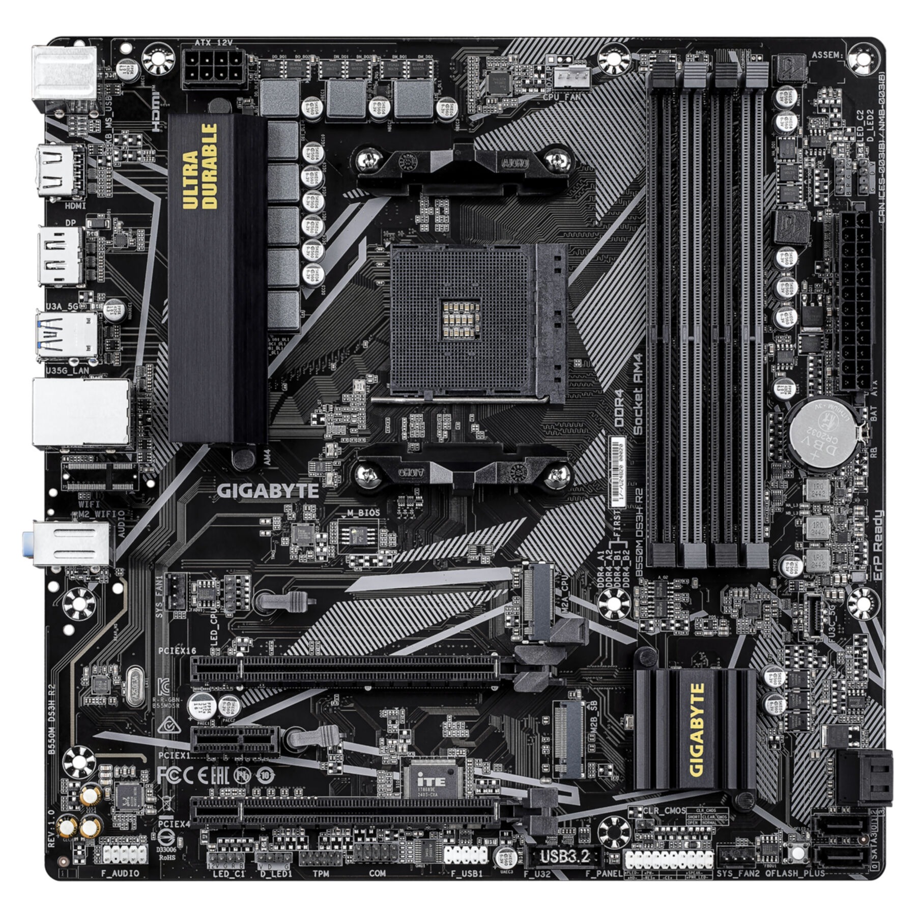 Gigabyte Mainboard »B550M DS3H R2 Mainboard – AMD Ryzen 5000 Prozessoren, 5+3 Phasen VRM,«