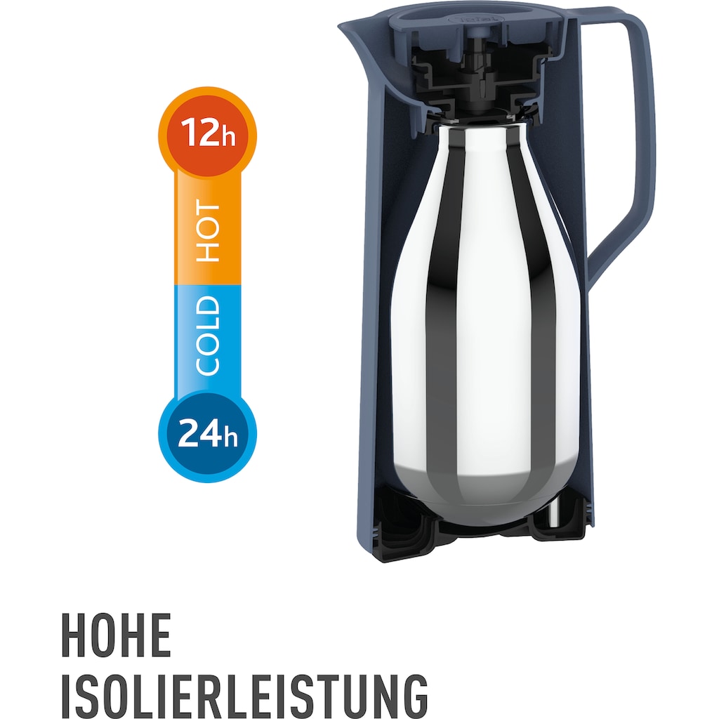 Emsa Isolierkanne »Motiva«, 1 l, (1), Quick-Press-Deckel, Einhandbedienung, 12h warm/24h kalt, Glaskolben