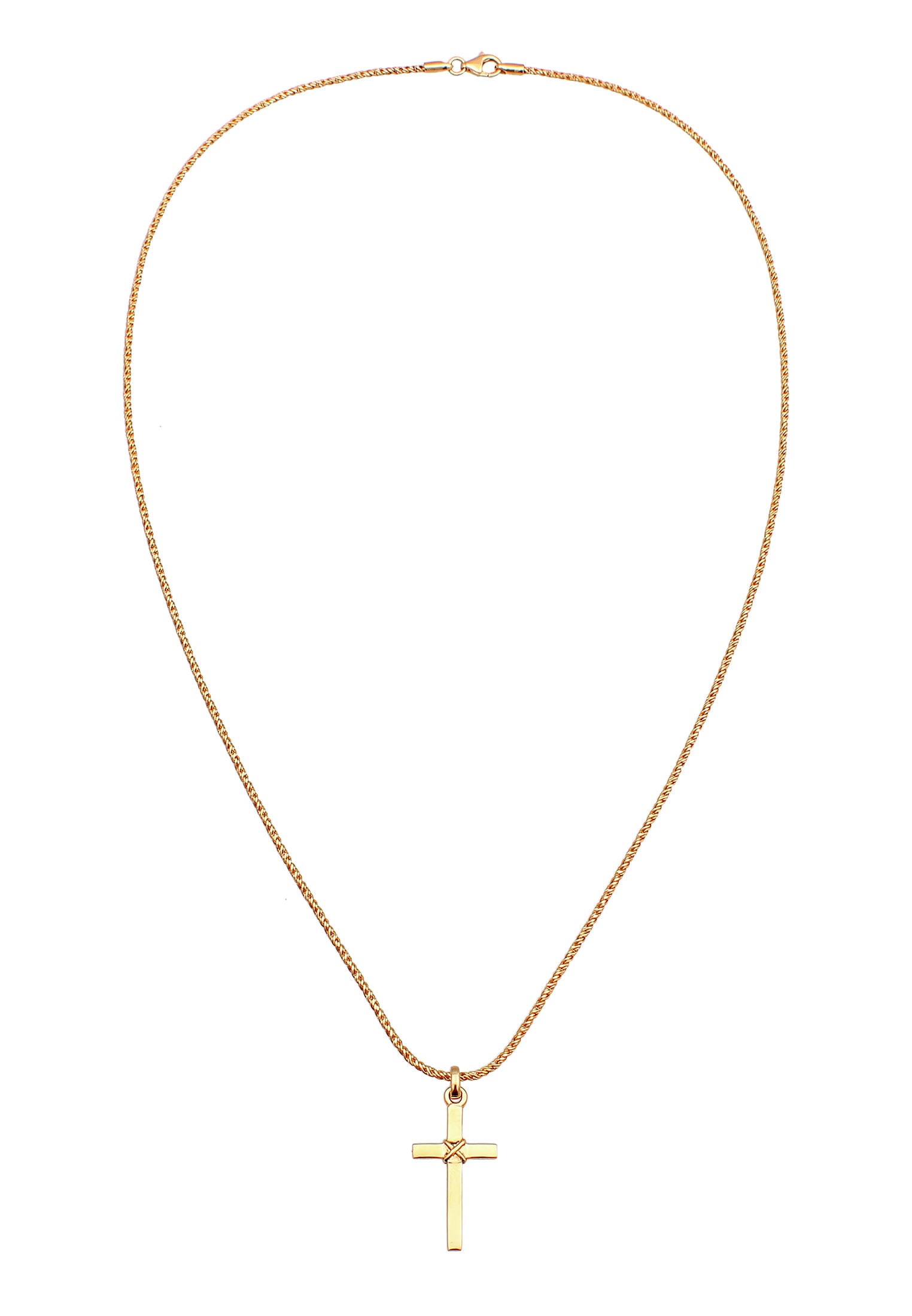 Kuzzoi Kette mit Anhänger »Halskette Herren Kreuz Flach Kordelkette 925 Silber«