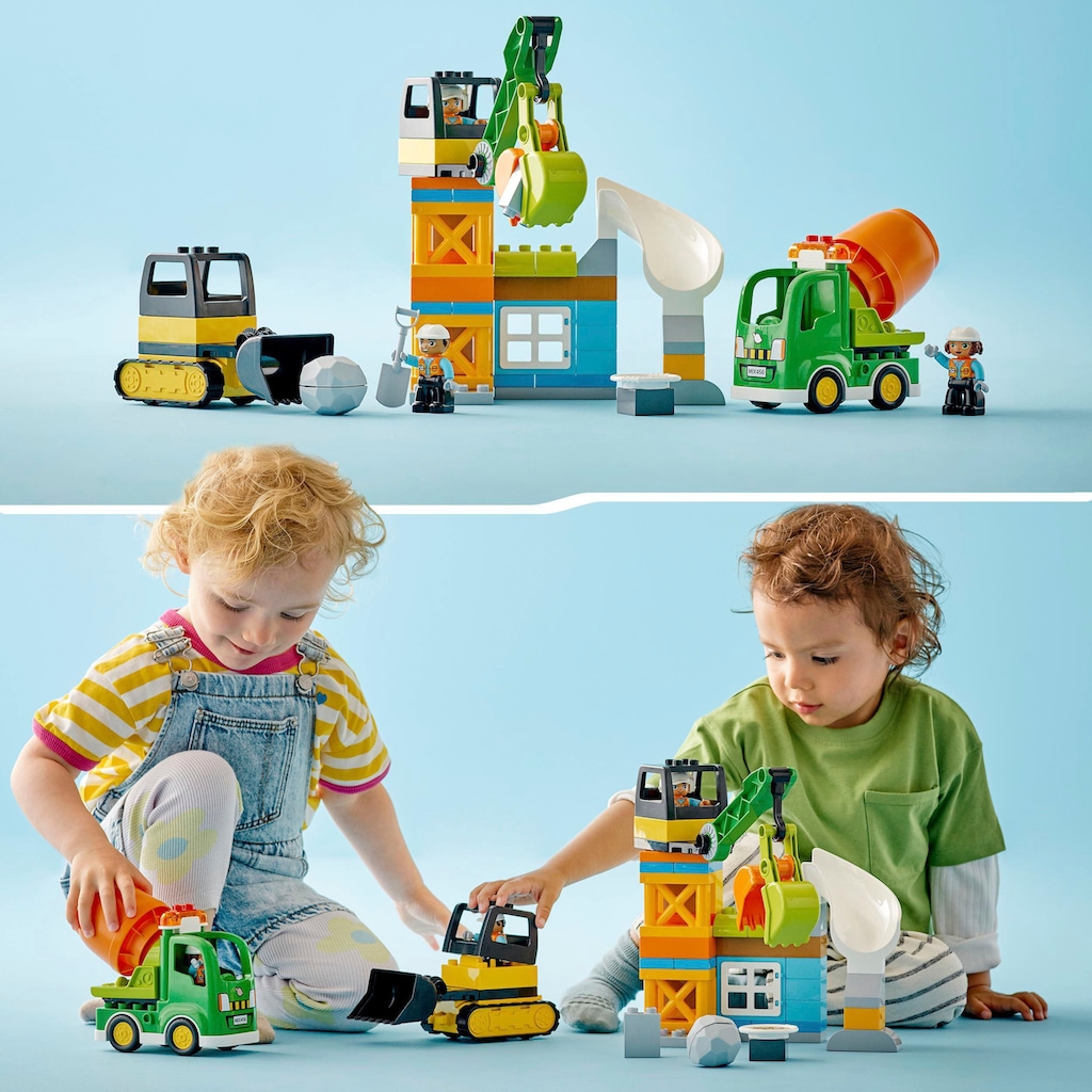 LEGO® Konstruktionsspielsteine »Baustelle mit Baufahrzeugen (10990), LEGO® DUPLO Town«, (61 St.), mit Licht und Sound; Made in Europe