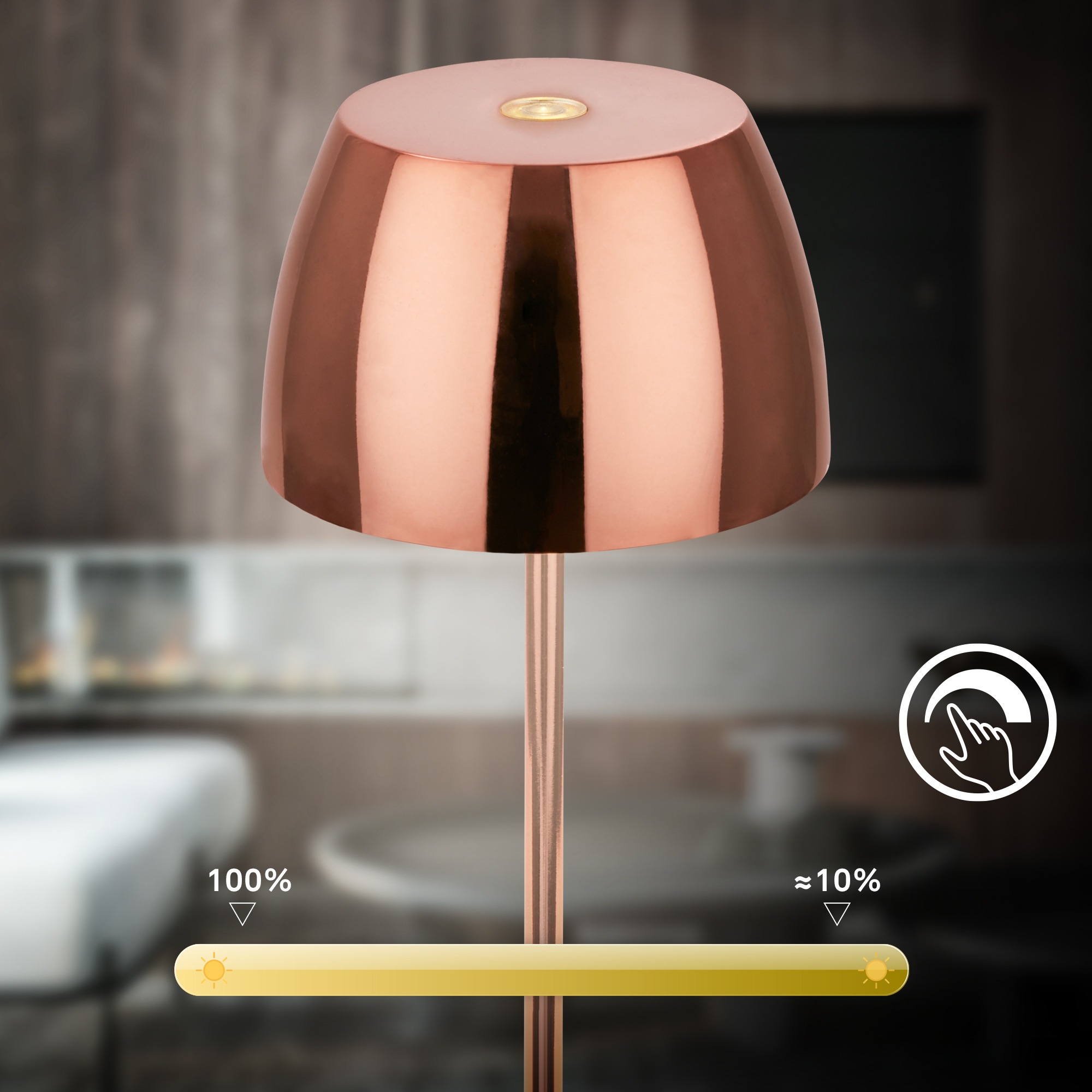 Briloner Leuchten LED Außen-Tischleuchte »SERINA MINI« LED-Modul 2 Stk. Warmweiß kabellos 20 x 8 cm Kupferfarbig 2,5W Wohnzimmer Schlafzimmer 2er-Set