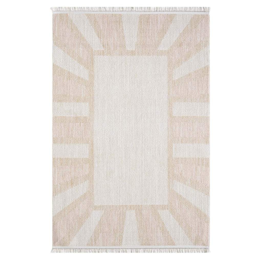 Carpet City Teppich »CLASICO 9152«, rechteckig, 11 mm Höhe, Läufer, Kurzflor, Hochtief-Muster, Boho, Fransen, Wohnzimmer