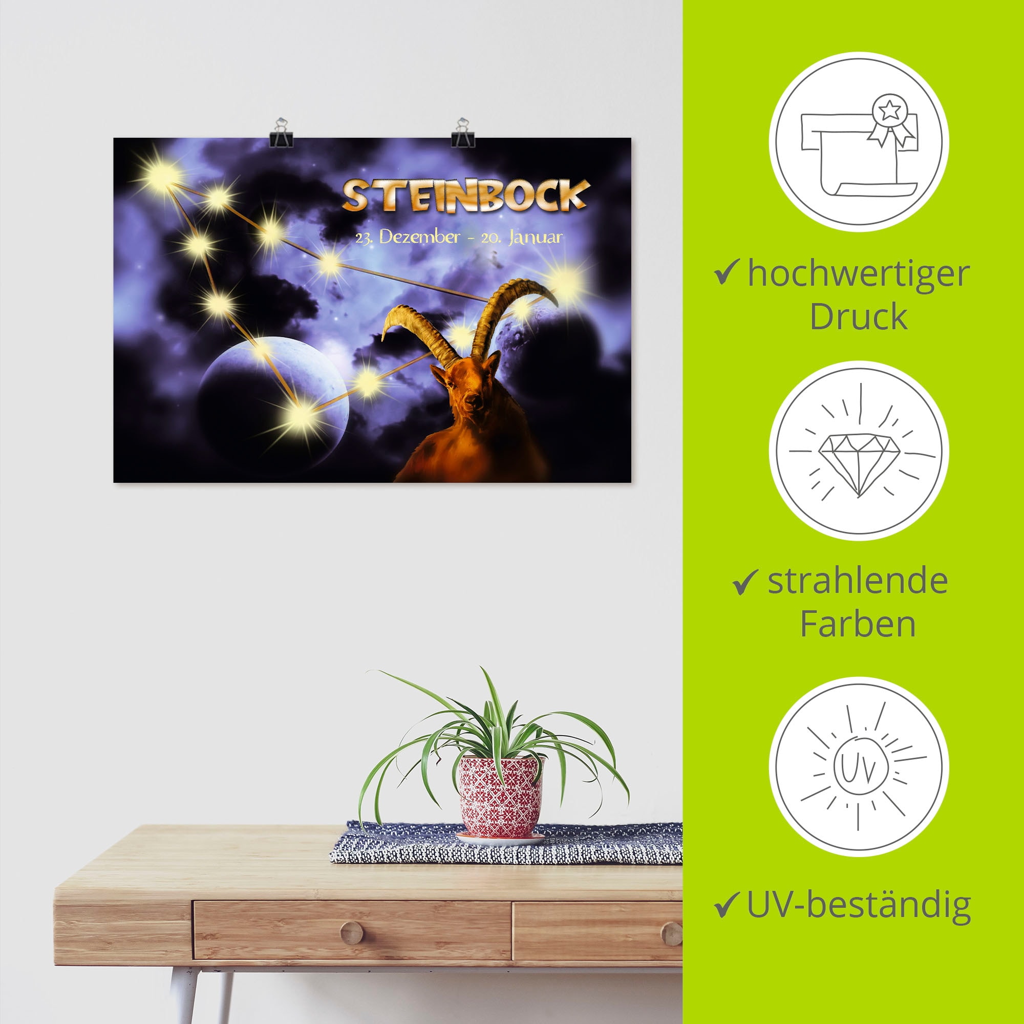 Artland Wandbild »Sternzeichen - Steinbock«, Bilder von Sternzeichen, (1 St.), als Leinwandbild, Poster in verschied. Größen