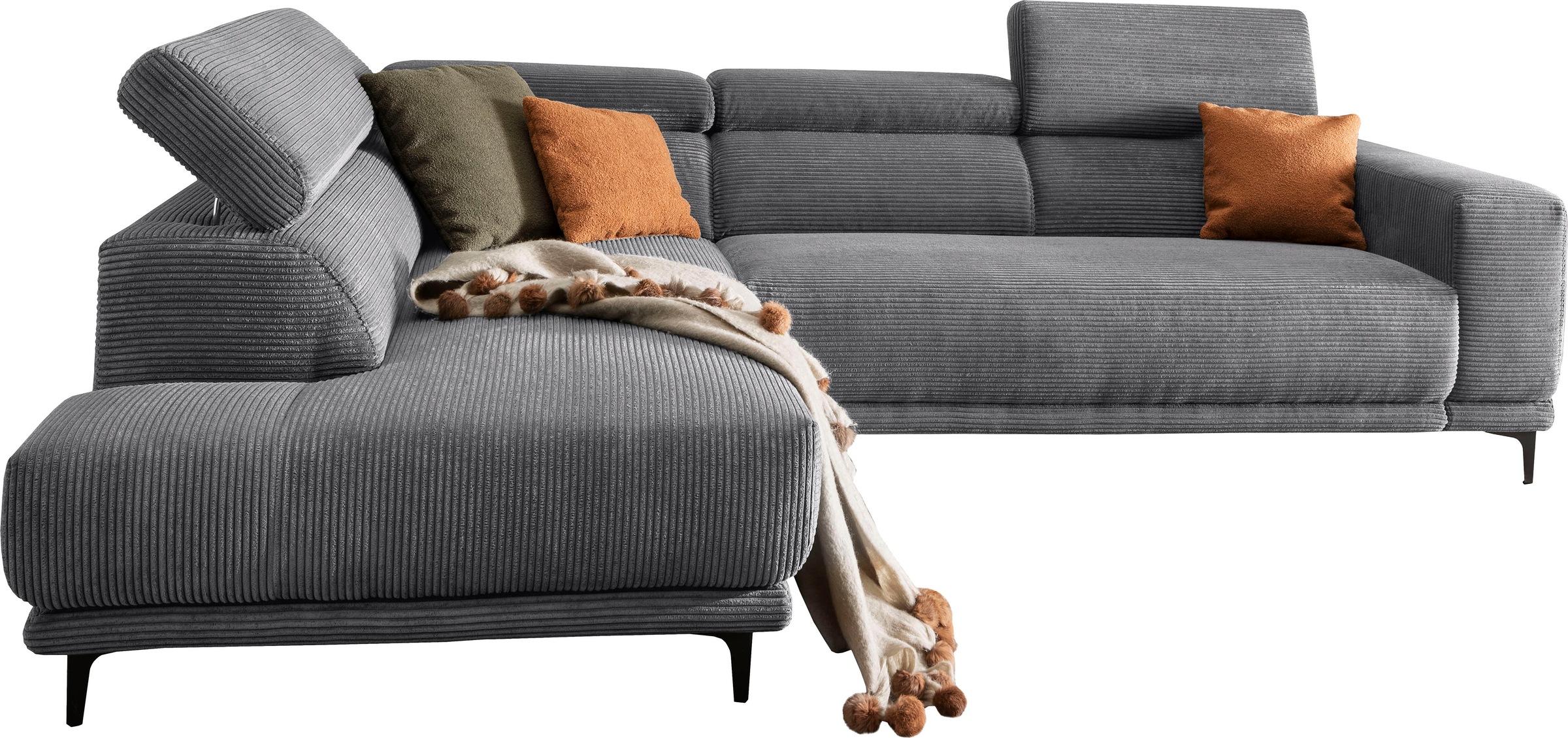 alina Ecksofa »Hikari«, wahlweise mit Sitzvorzug, in modernem Cordstoff, Breite 302 cm