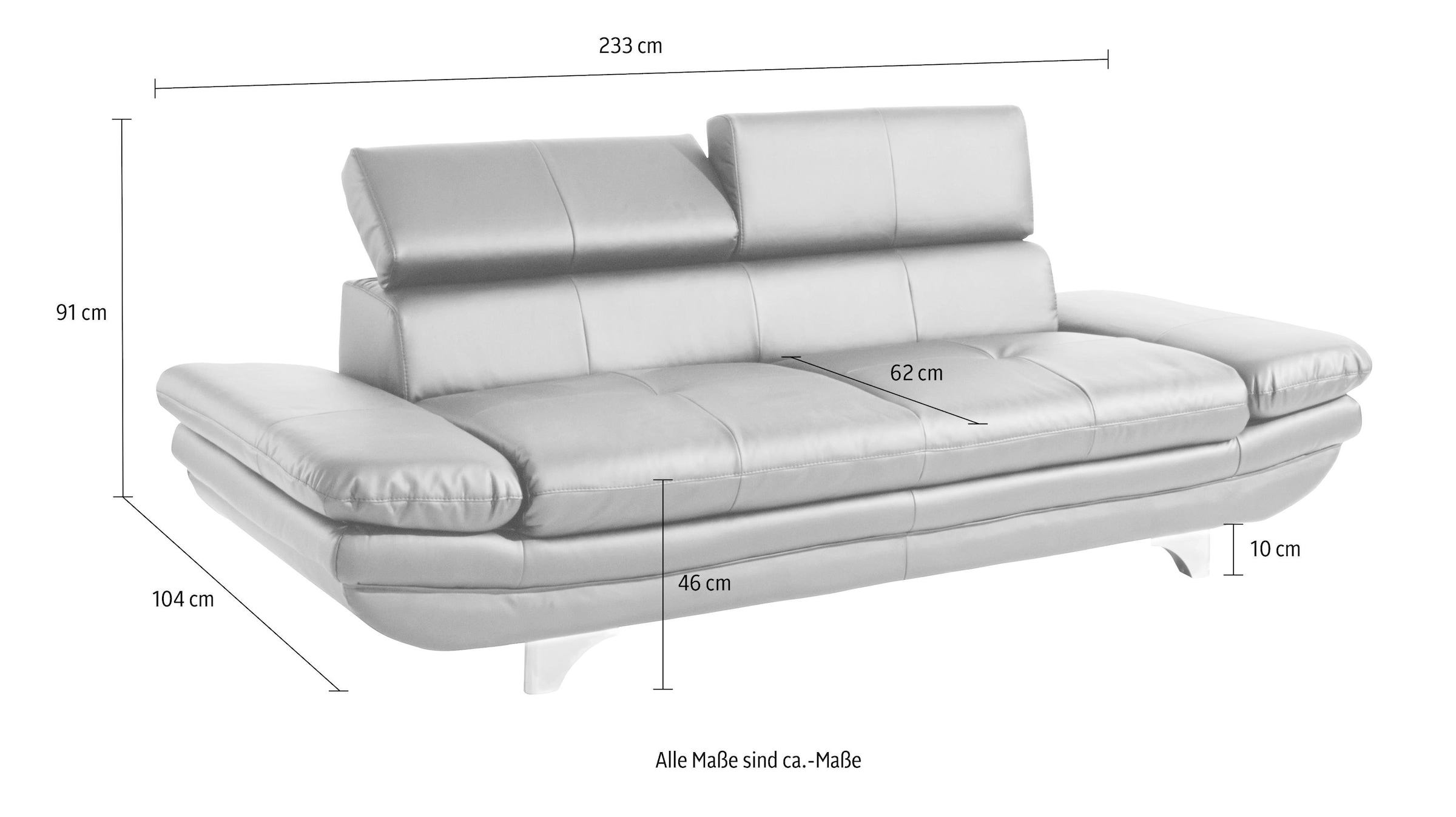 COTTA Polstergarnitur »Enterprise«, (Set), Set bestehend aus: 3-Sitzer mit Arm- & Kopfteilverstellung & Hocker