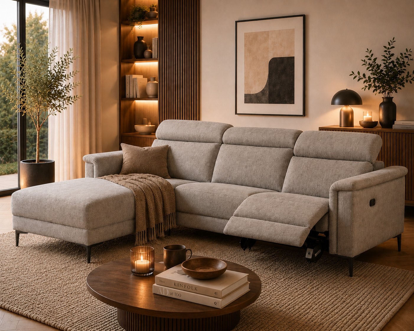 OTTO home Ecksofa »LUND, Struktur-Bezug, L-Form, 261cm, man. /elektr. Relaxfunktion« auch mit USB A/C-Anschluss sowie Kopfteilverstellung