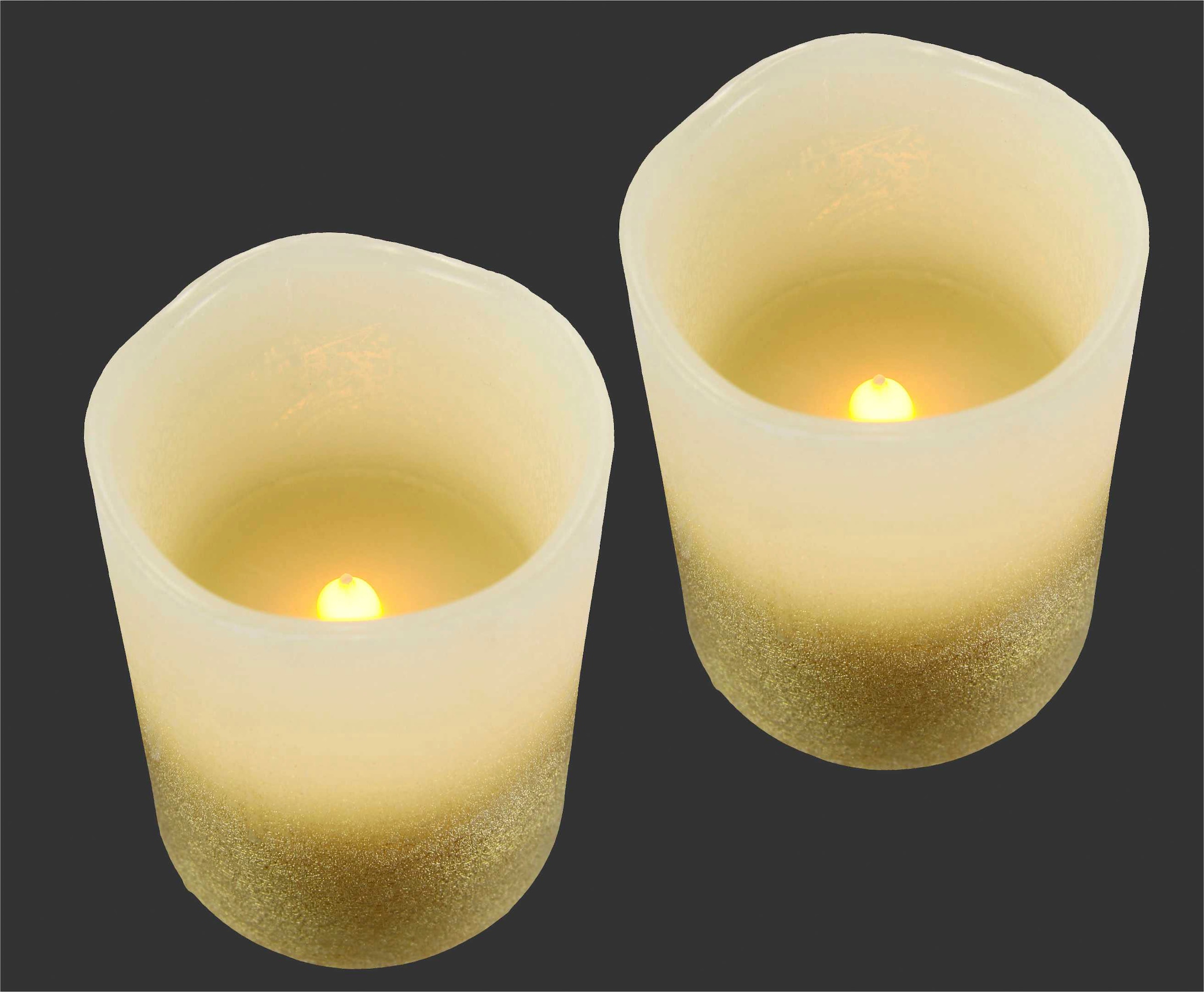 I.GE.A. LED-Kerze »LED-Kerzen Flackernd Warmweiß 2er Set Stumpenkerze Deko Valentinstag«, Romantische Dekoration Rosa Echtwachs romantisch