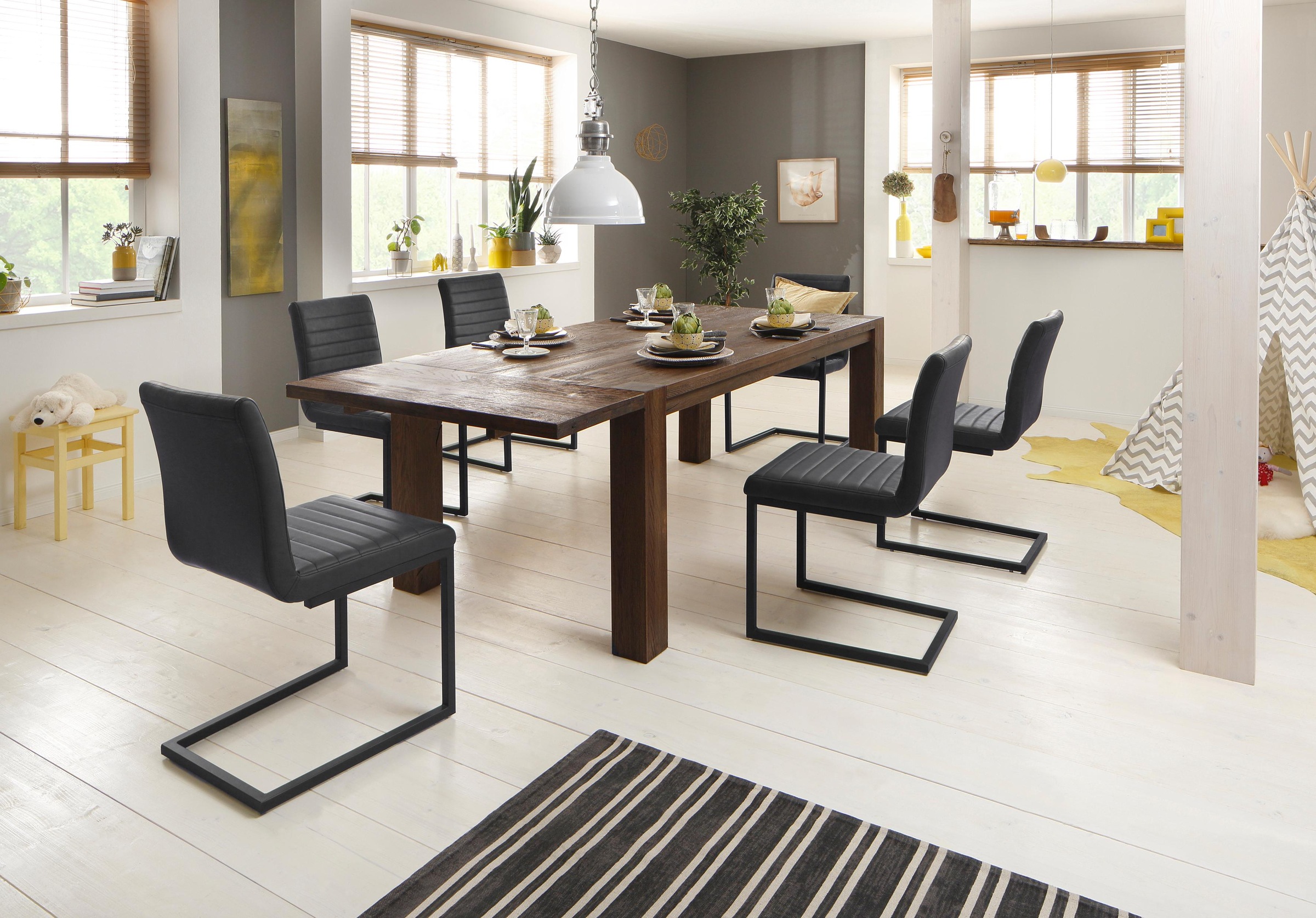 Home Affaire Essgruppe Alberte Set 7 Tlg Bestehend Aus Dem Sabina Stuhl Marianne Esstisch Mit Ansteckplatte Auf Raten Kaufen Universal At 