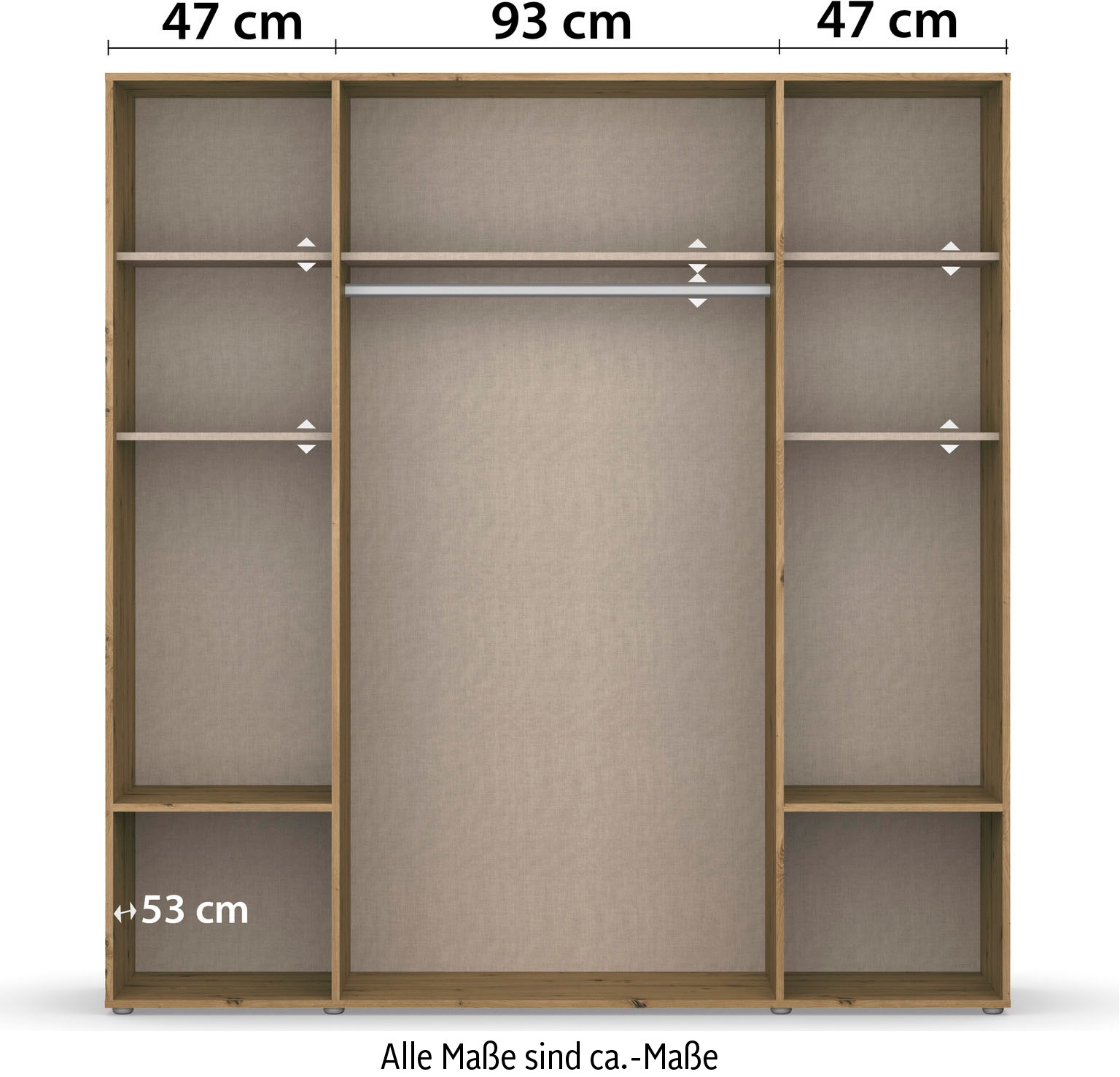rauch Drehtürenschrank »Kleiderschrank Schrank Garderobe Wäscheschrank VOYAGER«, (in 3 verschiedenen Ausstattungen BASIC/CLASSIC/PREMIUM), moderne Griffe in Graumetallic mit Außenschubkästen MADE IN GERMANY