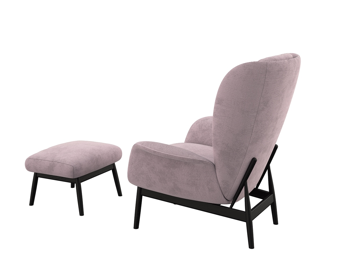 FLEXLUX Ohrensessel »Padova Scandic Design Sessel, erstklassiger Sitz- und Wohlfühlkomfort«, Stil & Komfort, organische Form, Ledenstütze integriert, Fuß schwarz