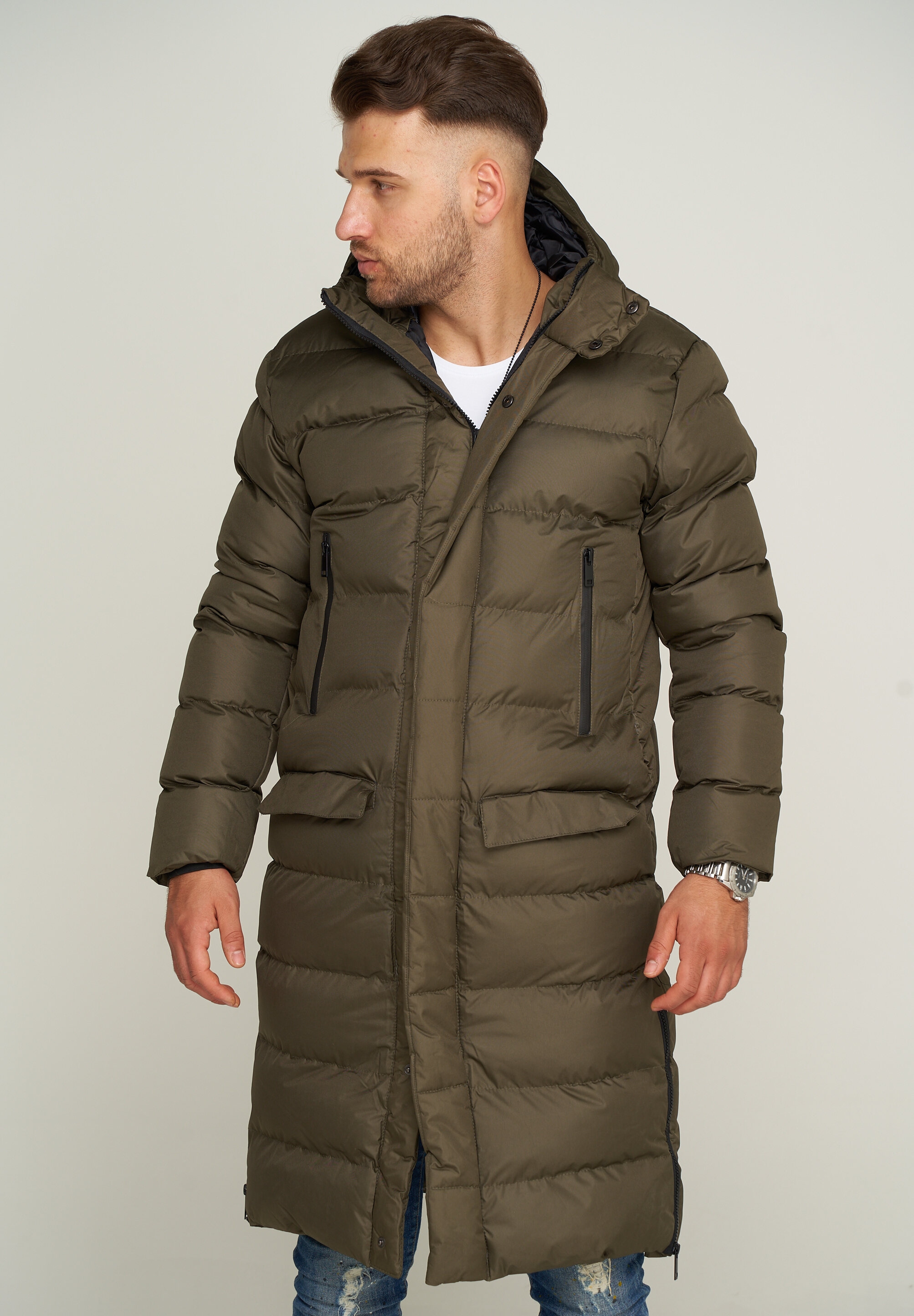 SOULSTAR Parka »Winterjacke als Langer Steppmantel - Winterparka« mit Kapuze Herren warmer Wintermantel Steppjacke Pufferjacke