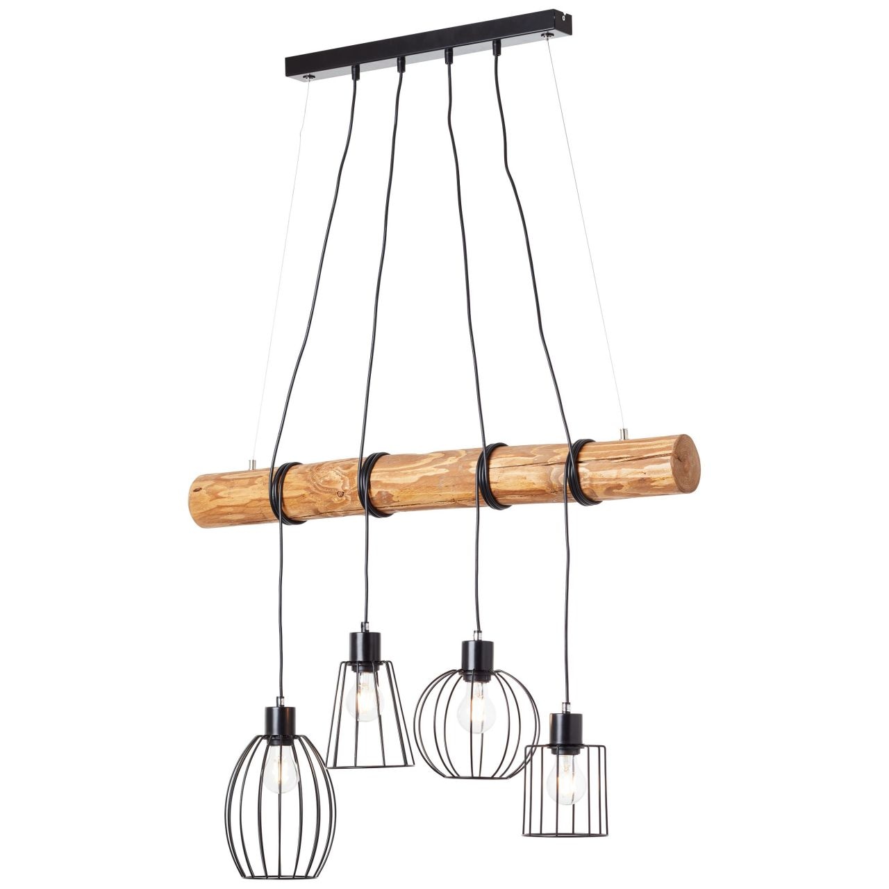 Brilliant Pendelleuchte »Keyla«, 4 flammig, Leuchtmittel E27 | ohne Leuchtmittel, Hängelampe 4flg schwarz/holzfarbend