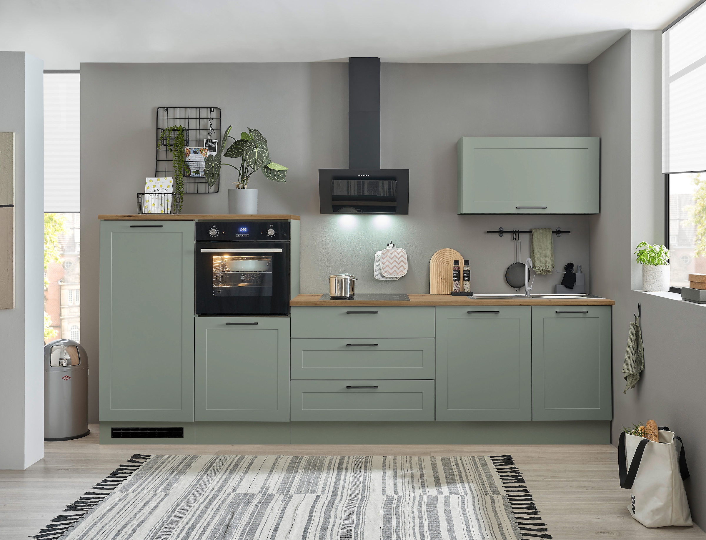 BASIC by Balculina Küchenzeile »Marsi« Breite 320 cm, höhenverstellbare Füße, mit Soft-Close-Funktion