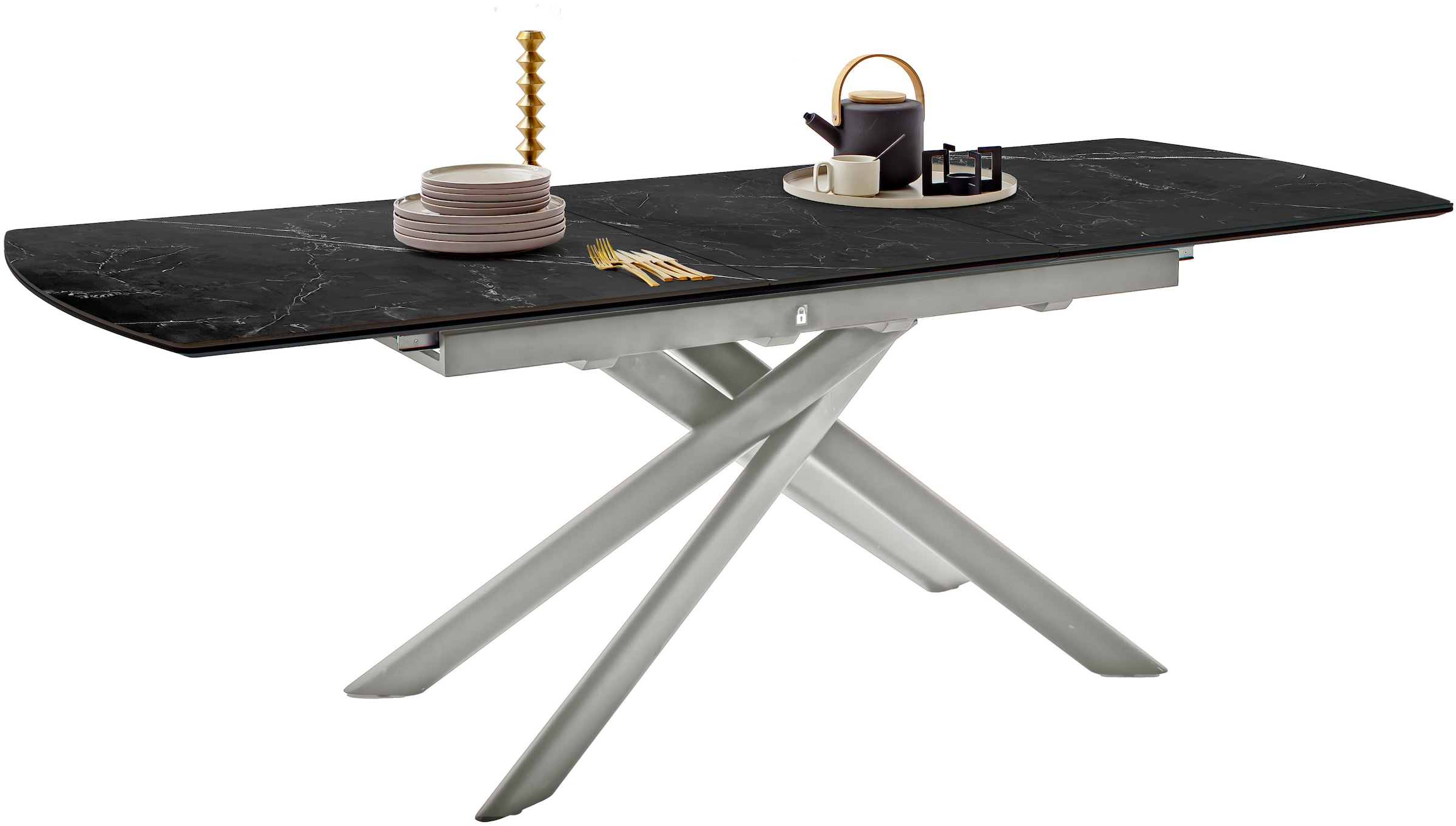 MCA furniture Esstisch »VANINO Auszugtisch 180-230 cm marmoriert«, (1 St.), Keramik,Edelstahl,Synchronauszug,ausziehbar,8-10 Personen